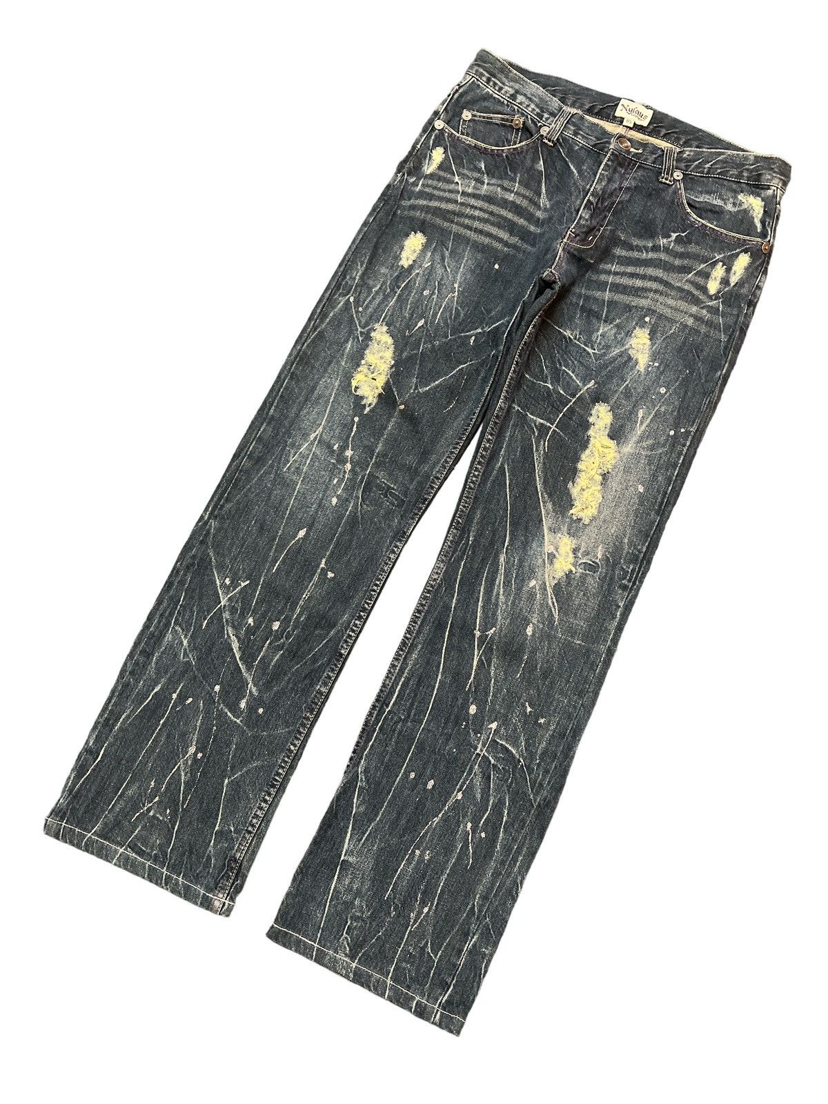 Japanese Brand × Vintage THRASHED🔥SPLATTER NYLAUS RIPPED DISTRESSED DENIM PANT Size US 32 / EU 48 - 5 Thumbnail