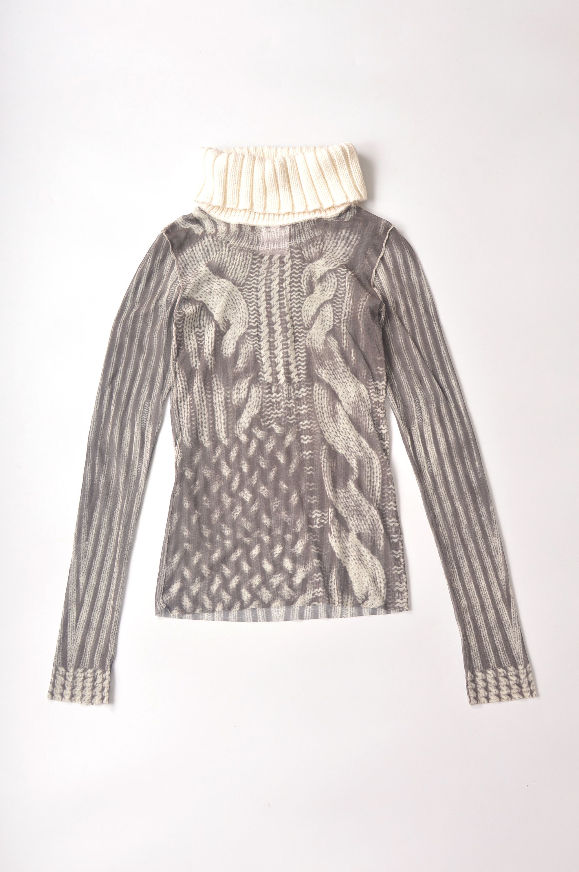 Jean Paul Gaultier × Vintage Rare Vtg Marc Cain Mesh Sheer Full-Print High Collar Blouse Size M / US 6-8 / IT 42-44 - 1 Thumbnail
