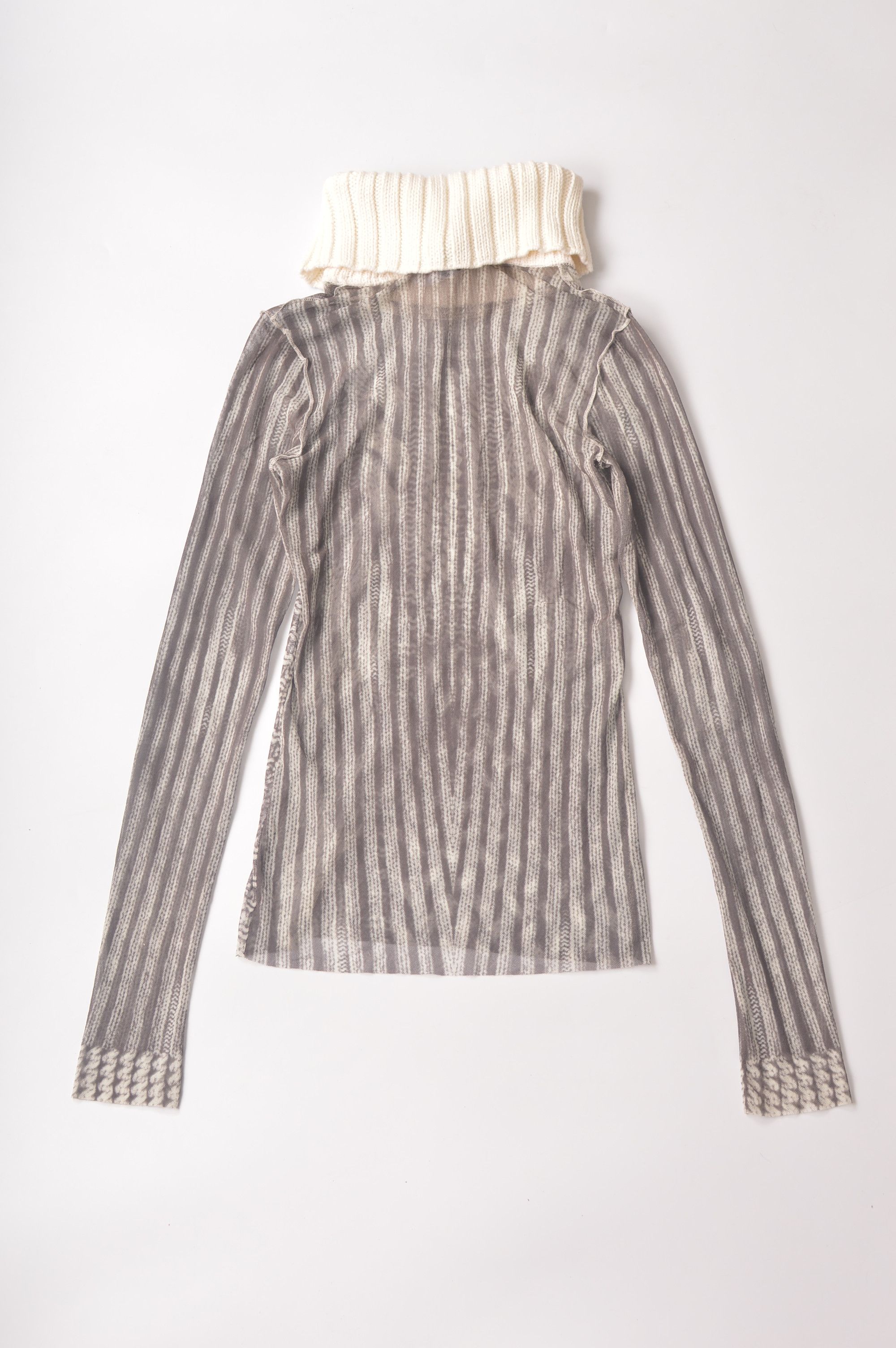 Jean Paul Gaultier × Vintage Rare Vtg Marc Cain Mesh Sheer Full-Print High Collar Blouse Size M / US 6-8 / IT 42-44 - 6 Thumbnail