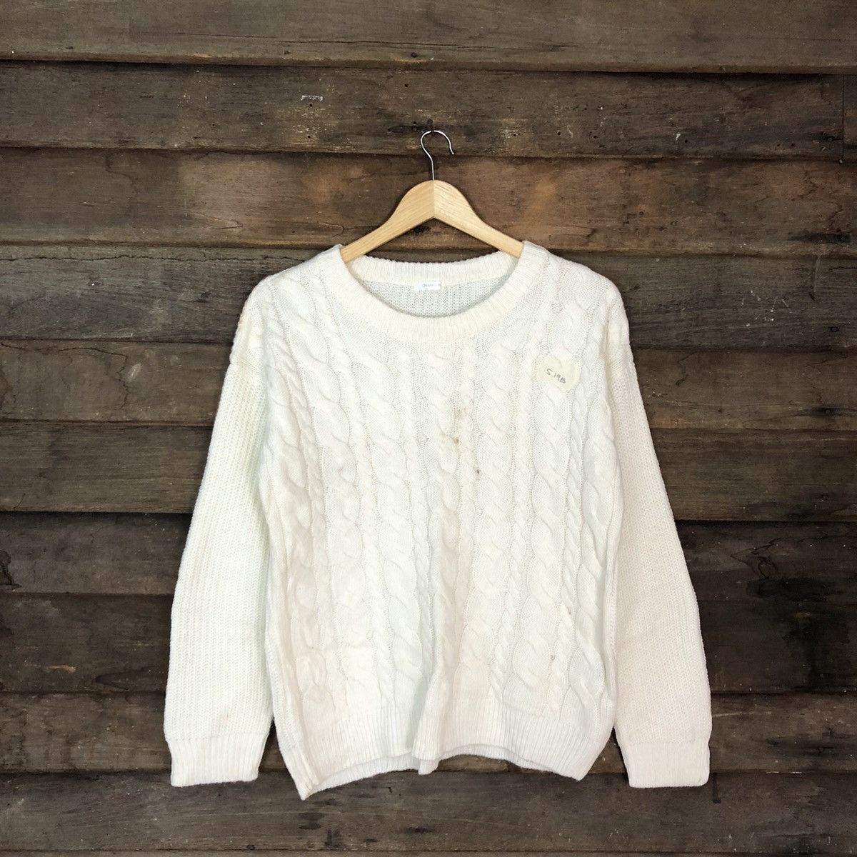 Homespun Knitwear × Japanese Brand Cinema Club White cable Knitwear sweatshirt #519B Size US L / EU 52-54 / 3 - 1 Thumbnail