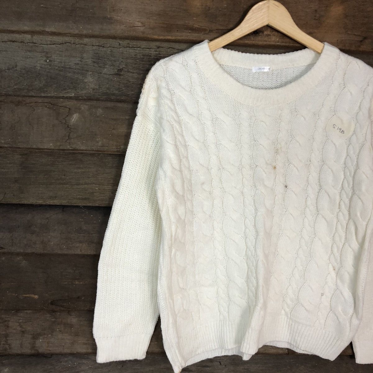 Homespun Knitwear × Japanese Brand Cinema Club White cable Knitwear sweatshirt #519B Size US L / EU 52-54 / 3 - 7 Thumbnail