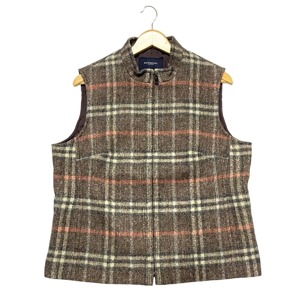 Burberry London Wool Plaid Vest Jacket Size Medium