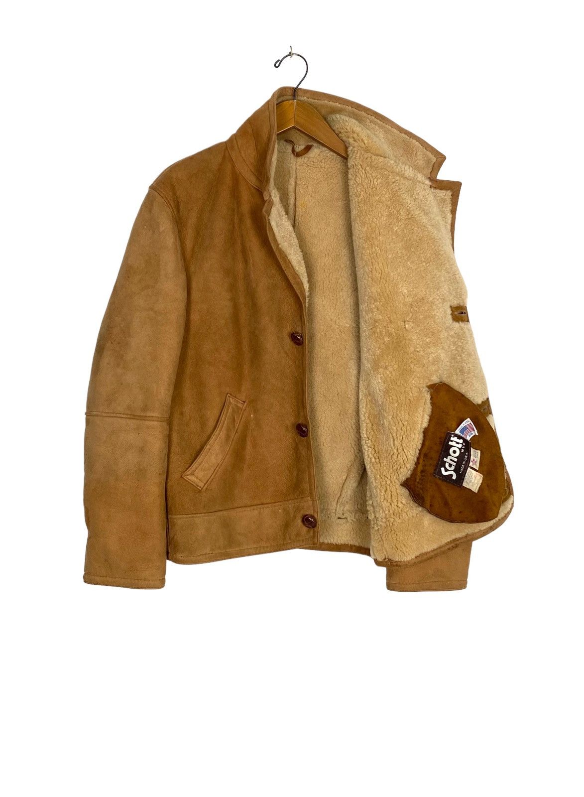 Schott Rare‼️ Vintage Schott Suede Leather Sherling Jacket Made Usa Size US M / EU 48-50 / 2 - 1 Thumbnail