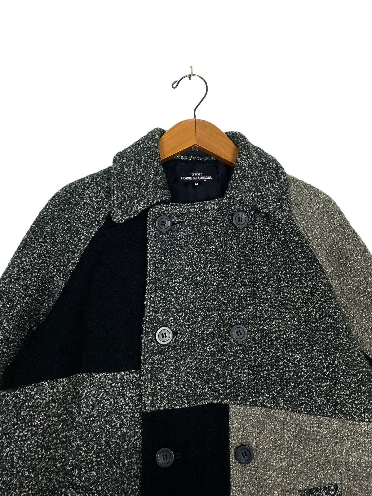 Vtg Comme des GARÇONS Tricot Patchwork Wool Coat