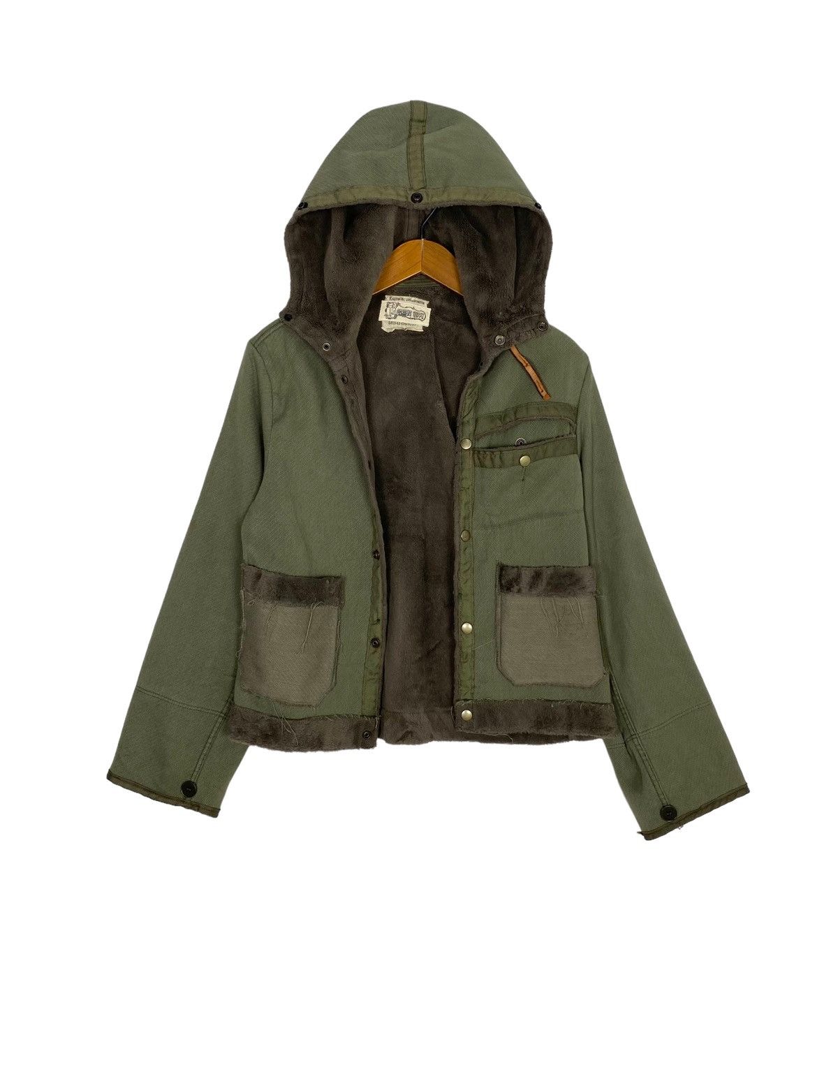 Vintage Vtg Military Czech Olive Pile Lined Cropped Hoodie Jacket Size S / US 4 / IT 40 - 2 Thumbnail