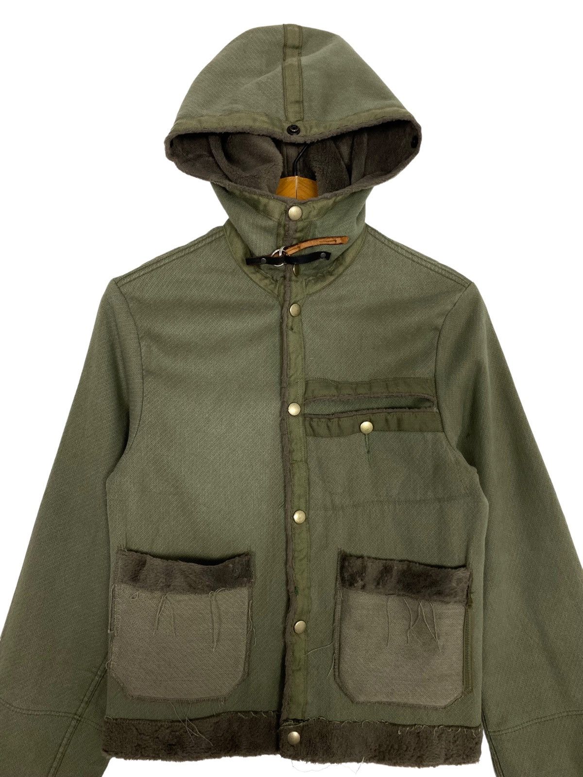 Vintage Vtg Military Czech Olive Pile Lined Cropped Hoodie Jacket Size S / US 4 / IT 40 - 3 Thumbnail