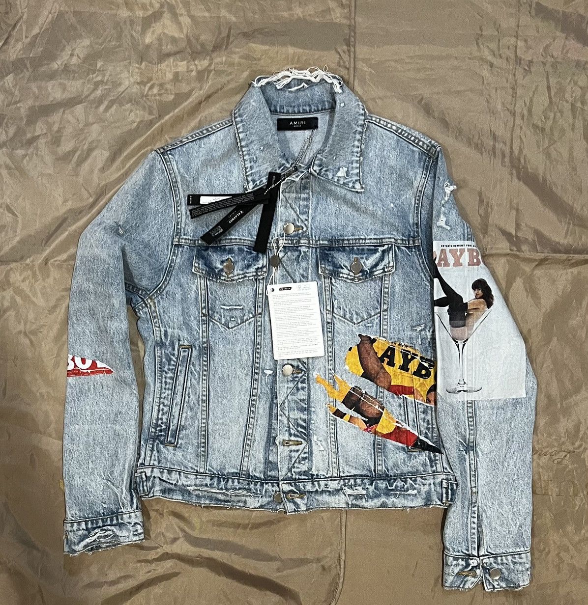 Amiri AMIRI x Playboy distressed-finish denim jacket size M $2800 Size US M / EU 48-50 / 2 - 1 Thumbnail