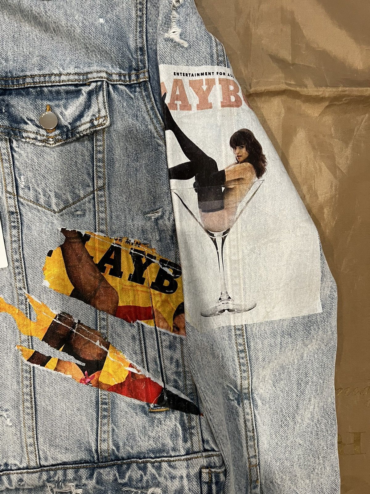 Amiri AMIRI x Playboy distressed-finish denim jacket size M $2800 Size US M / EU 48-50 / 2 - 3 Thumbnail
