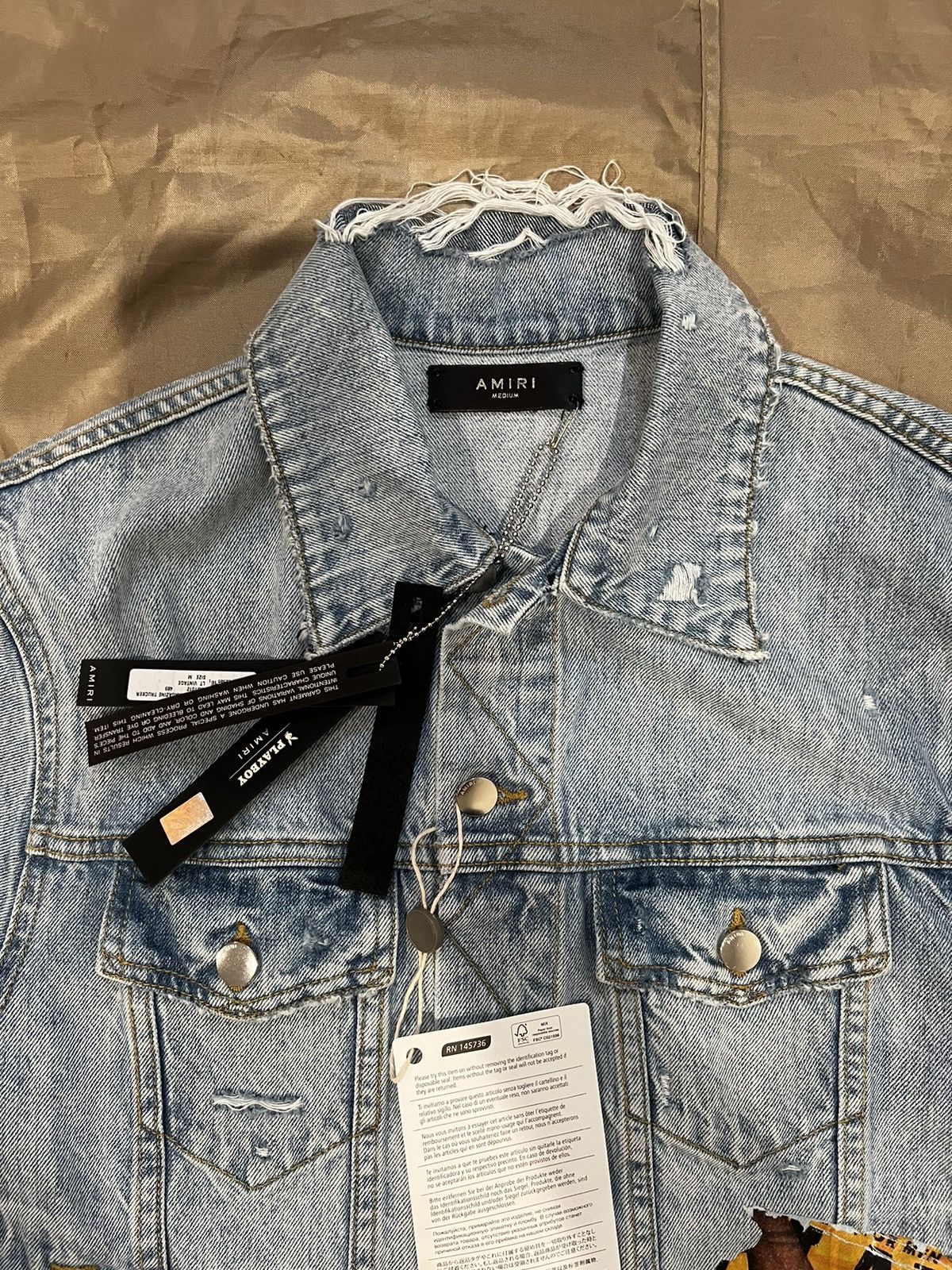 Amiri AMIRI x Playboy distressed-finish denim jacket size M $2800 Size US M / EU 48-50 / 2 - 2 Thumbnail