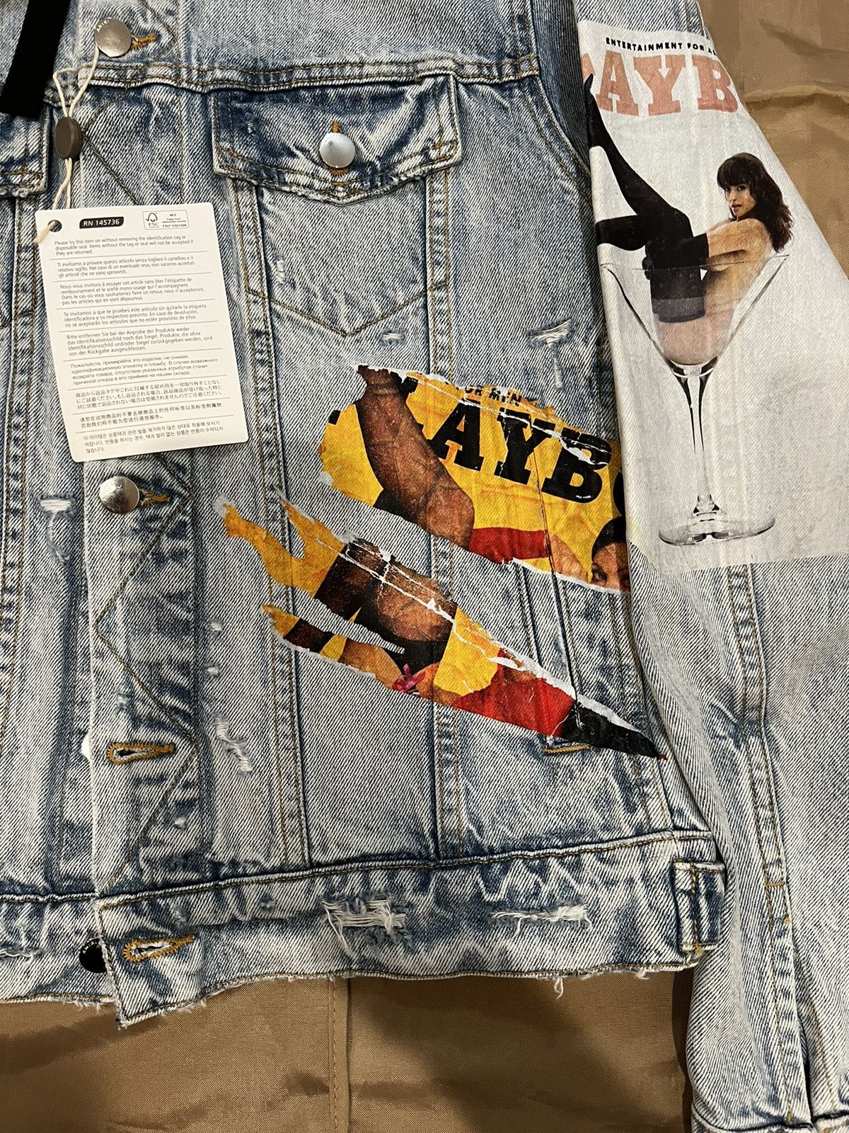Amiri AMIRI x Playboy distressed-finish denim jacket size M $2800 Size US M / EU 48-50 / 2 - 4 Thumbnail