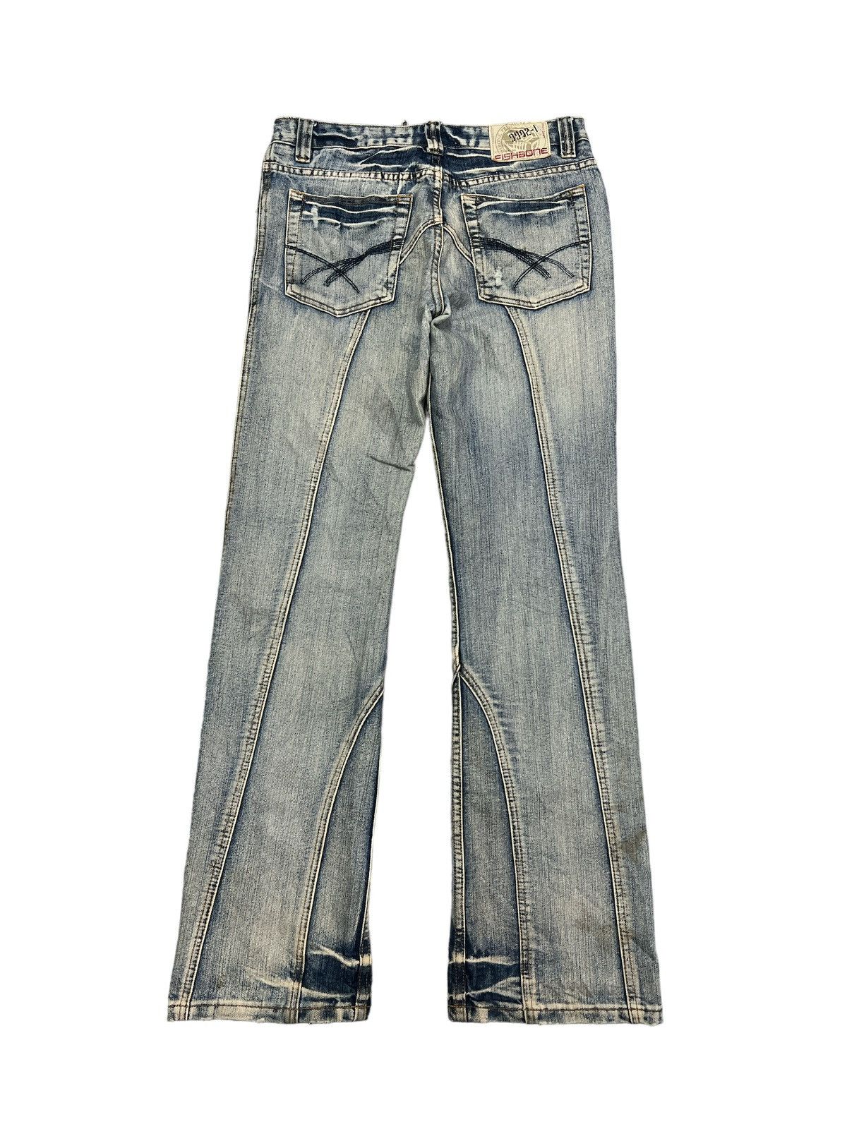 Japanese Brand SICK🔥FISHBONE WASHED DISTRESSED DENIM PANT Size US 31 - 6 Thumbnail