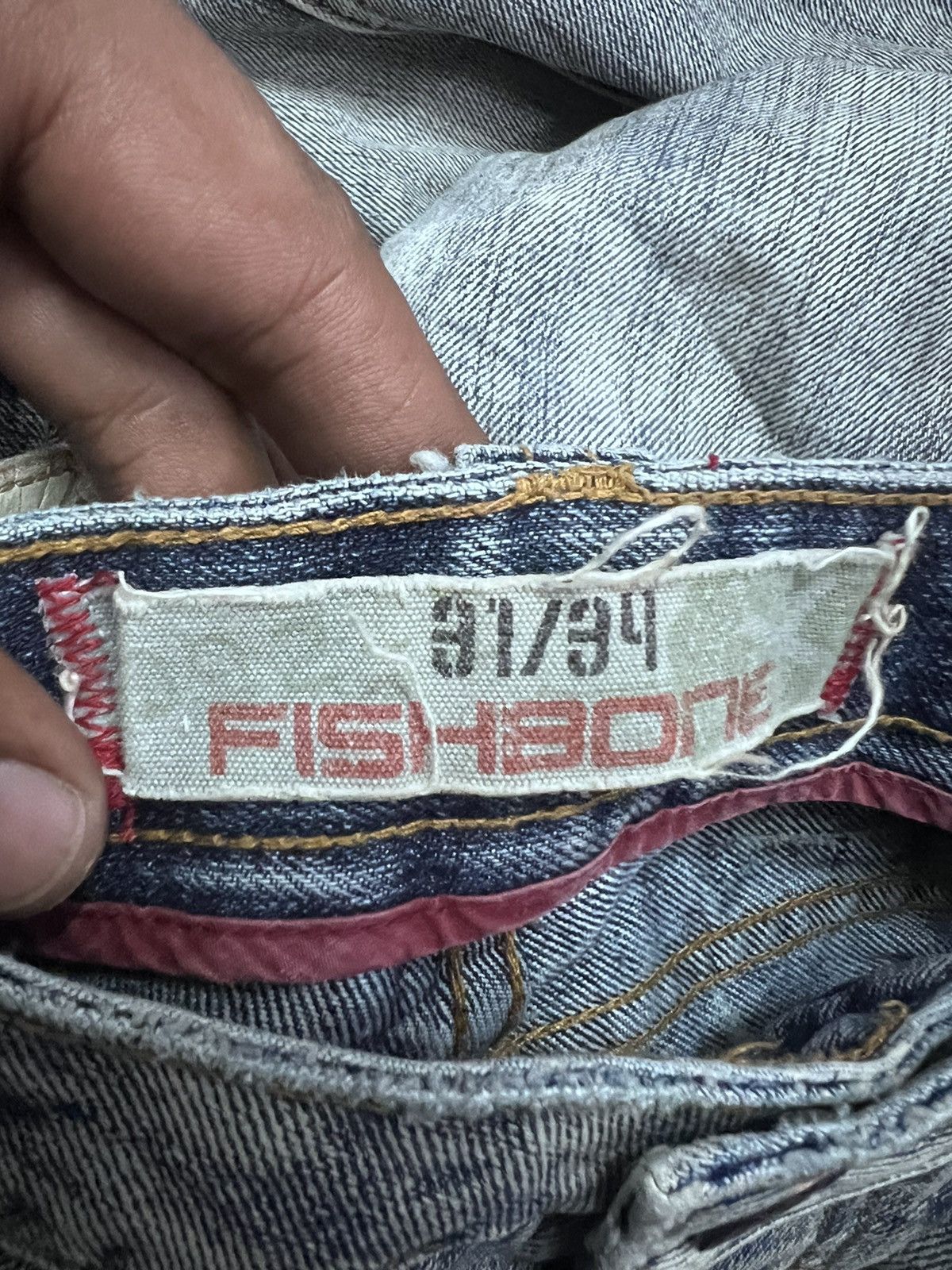Japanese Brand SICK🔥FISHBONE WASHED DISTRESSED DENIM PANT Size US 31 - 8 Thumbnail