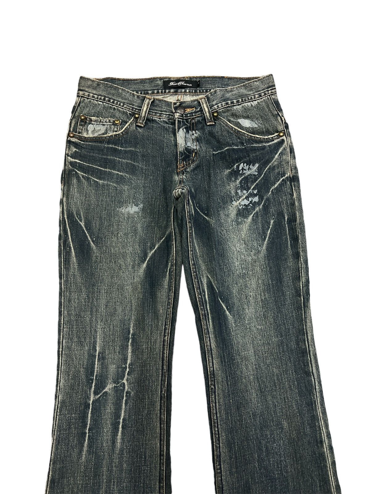 Japanese Brand × Vintage FLARED💥ROOTTHREE SPLATTER DISTRESSED DENIM PANT Size US 29 - 3 Thumbnail