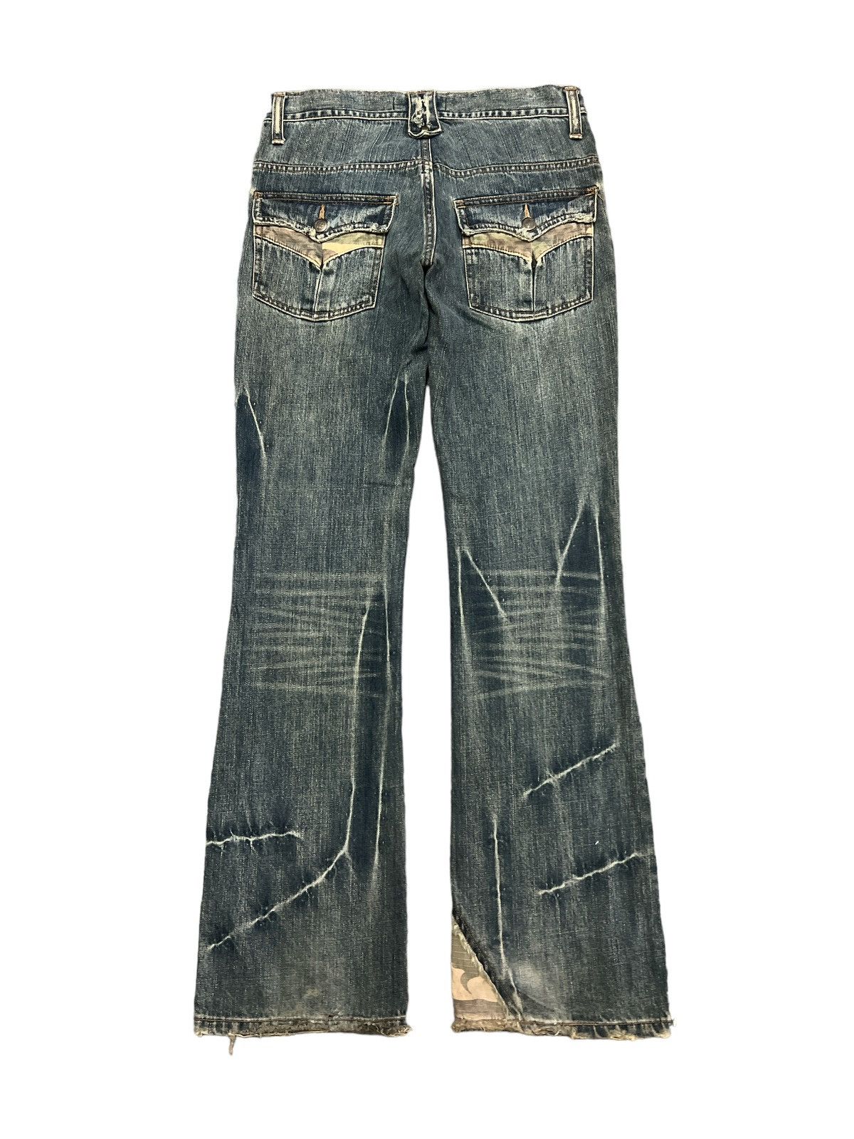 Japanese Brand × Vintage FLARED💥ROOTTHREE SPLATTER DISTRESSED DENIM PANT Size US 29 - 6 Thumbnail