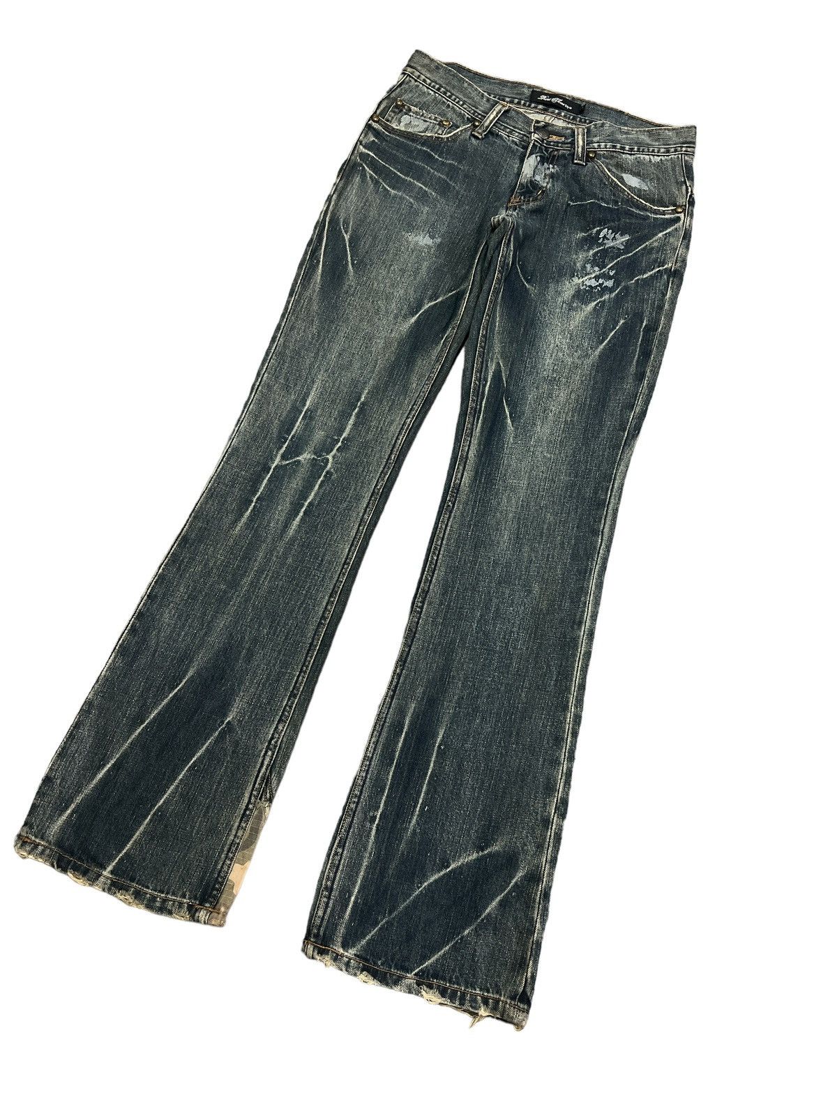 Japanese Brand × Vintage FLARED💥ROOTTHREE SPLATTER DISTRESSED DENIM PANT Size US 29 - 5 Thumbnail