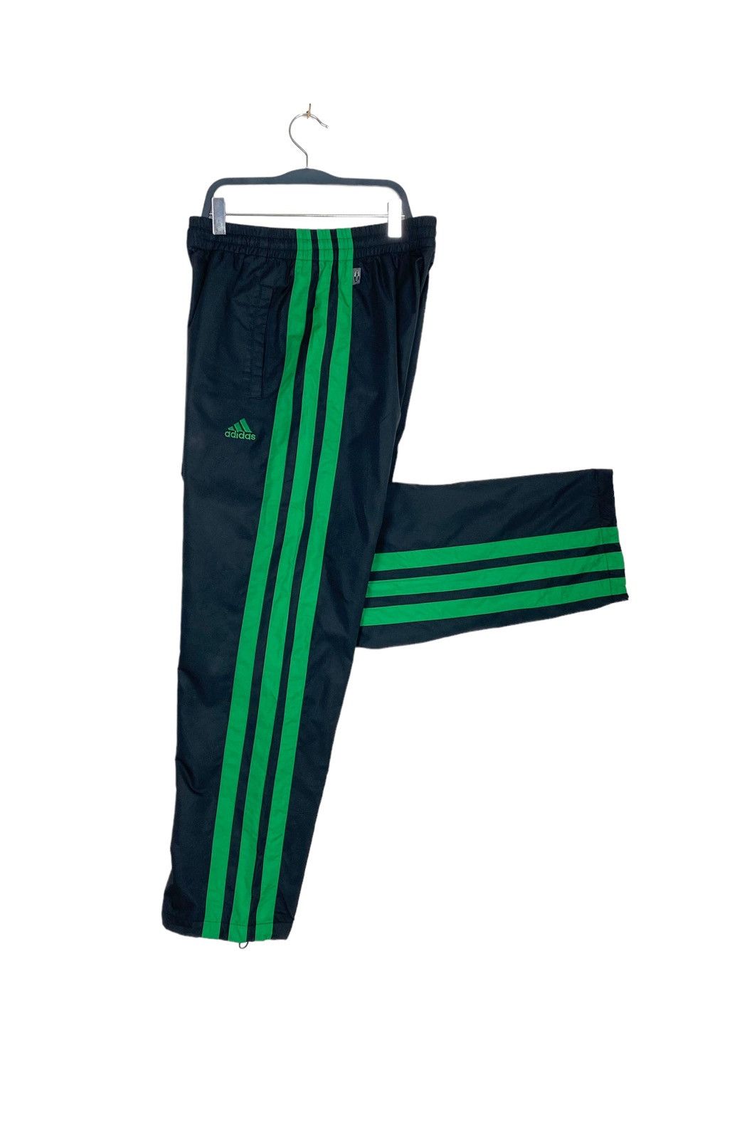 Image of Adidas Stripe Green Track Pants Embroidery Small Logo, Men's (Size 30)