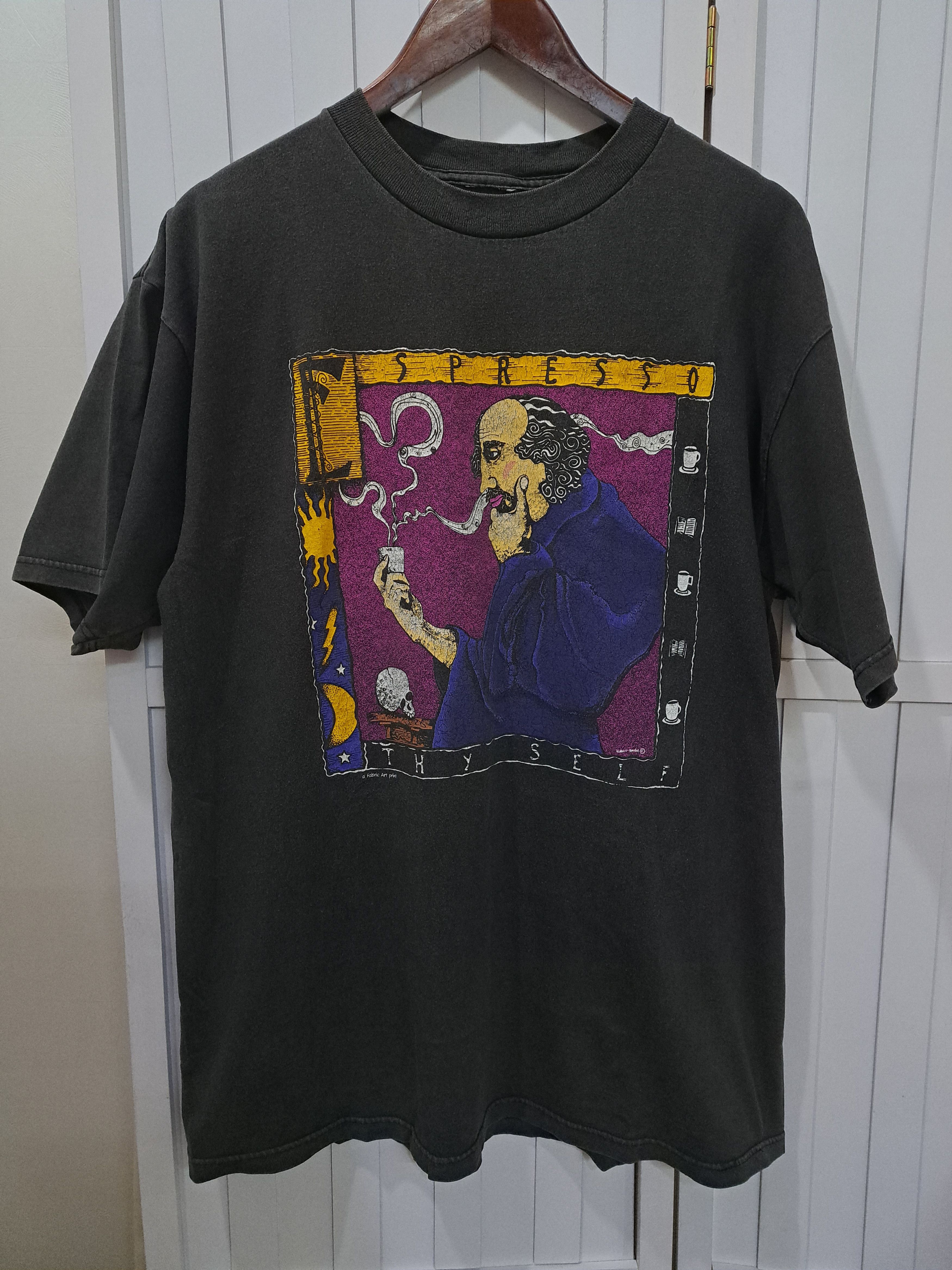 Vintage Vintage 90s Espresso Coffee Art T-Shirt Size US XL / EU 56 / 4 - 1 Thumbnail