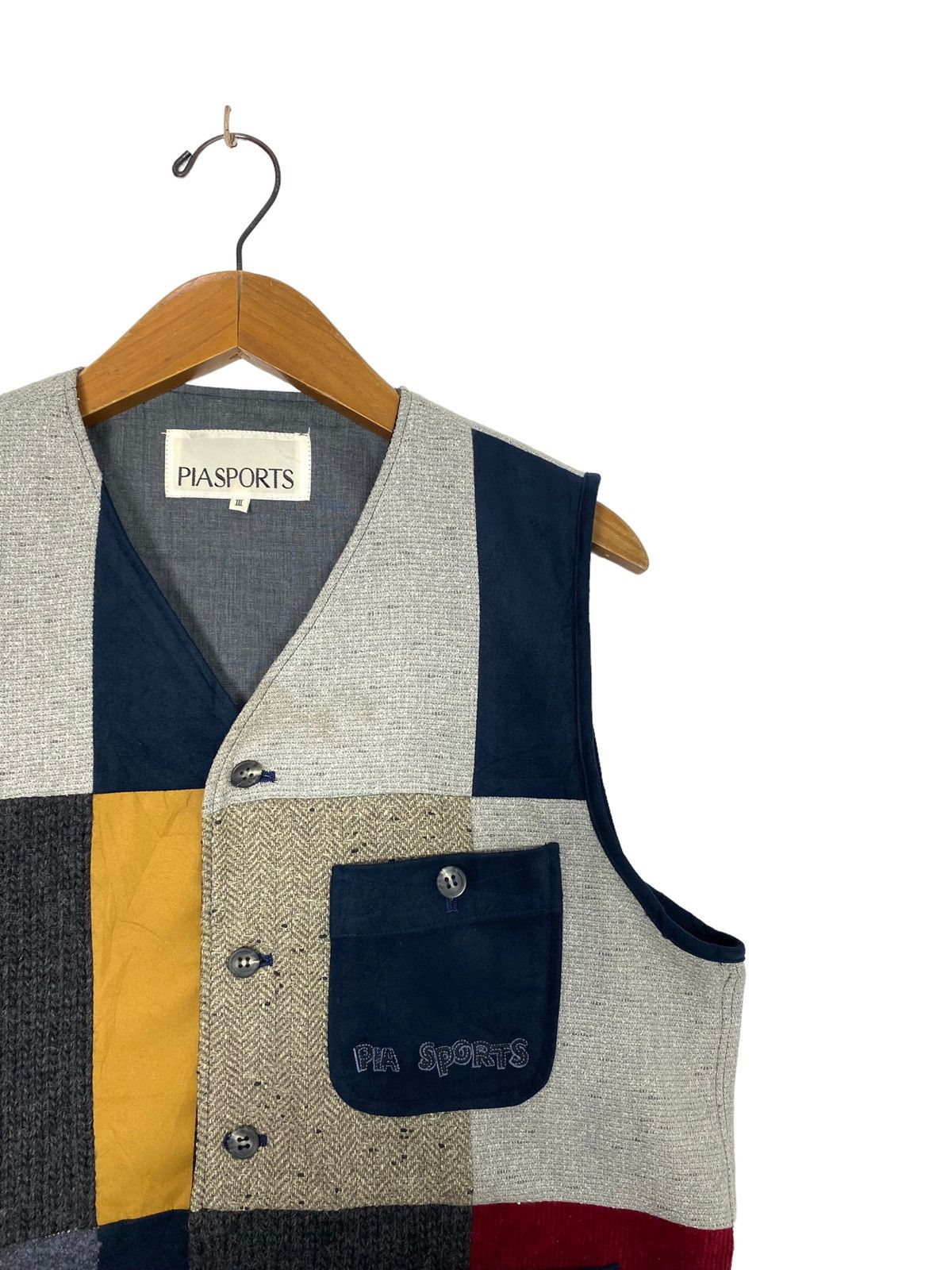 Japanese Brand Vtg Pia Sport Wool Vest Patchwork Design Multicolor Japan Size US S / EU 44-46 / 1 - 2 Thumbnail