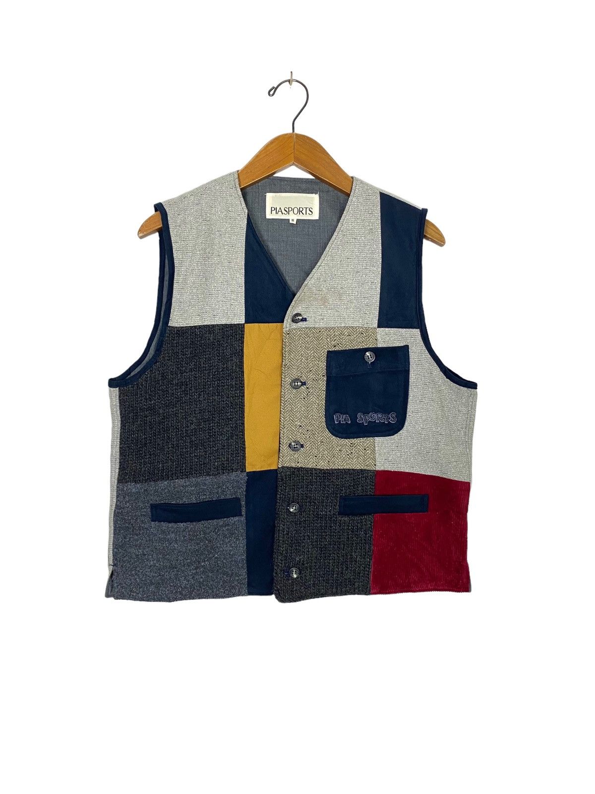 Japanese Brand Vtg Pia Sport Wool Vest Patchwork Design Multicolor Japan Size US S / EU 44-46 / 1 - 1 Thumbnail