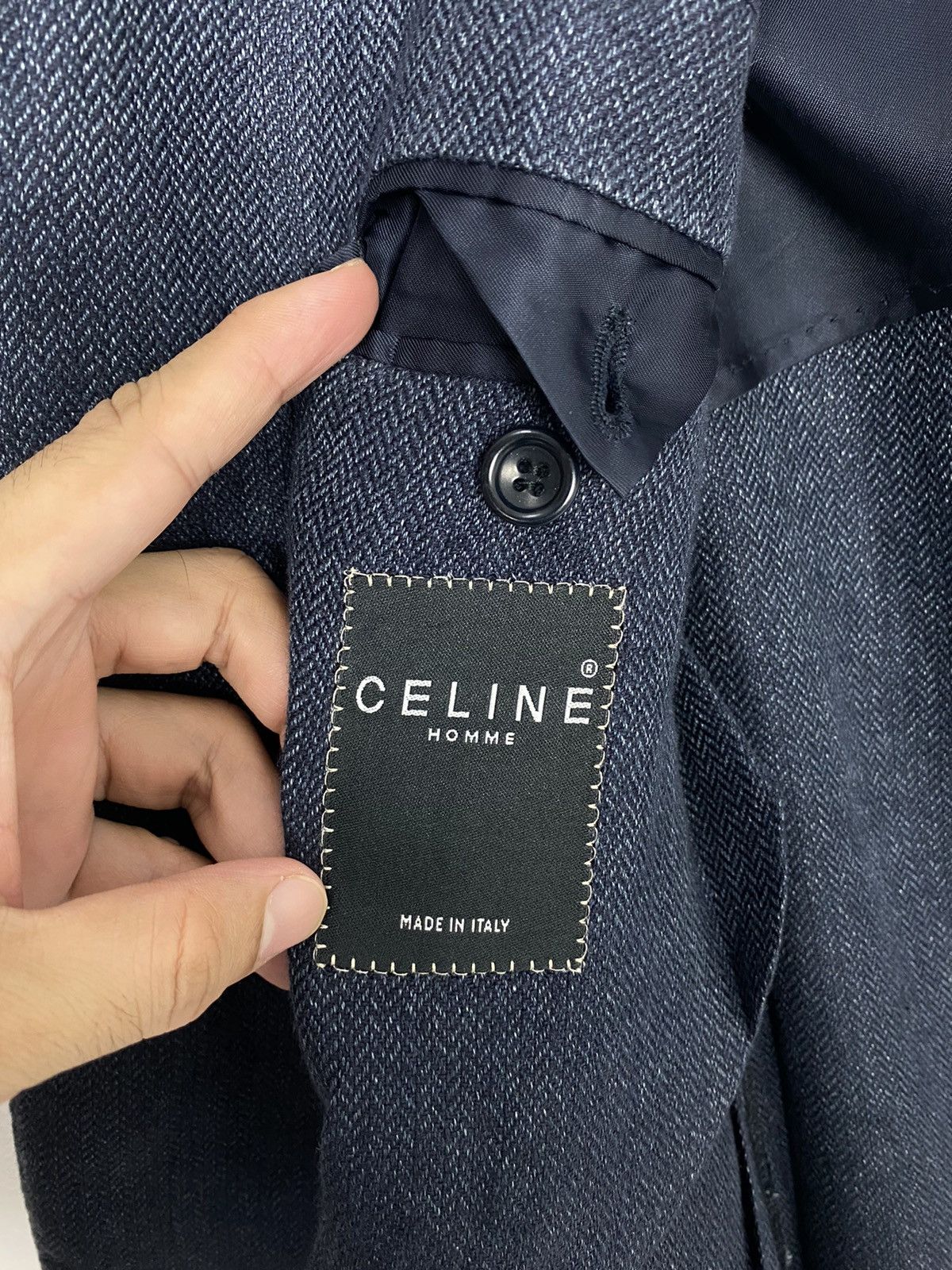 Celine Rare Celine Homme Herringbone Blazer Patch Pocket Made Italy Size US M / EU 48-50 / 2 - 5 Thumbnail