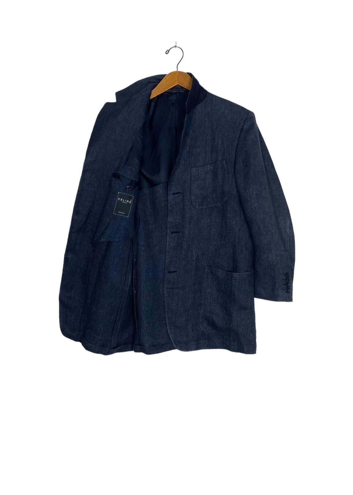 Celine Rare Celine Homme Herringbone Blazer Patch Pocket Made Italy Size US M / EU 48-50 / 2 - 2 Thumbnail