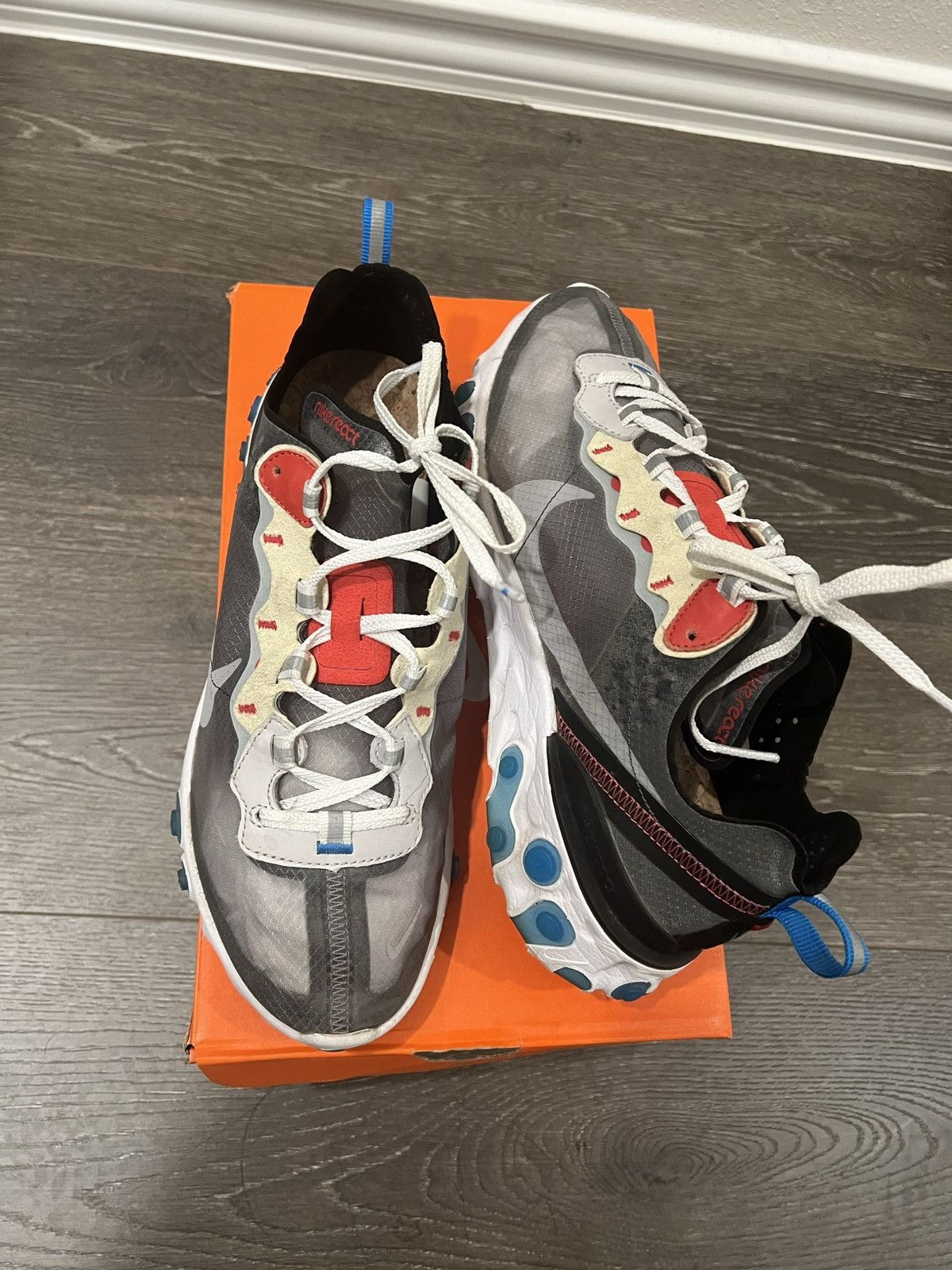 Nike Nike React Element 87 Dark Grey Photo Blue Grailed