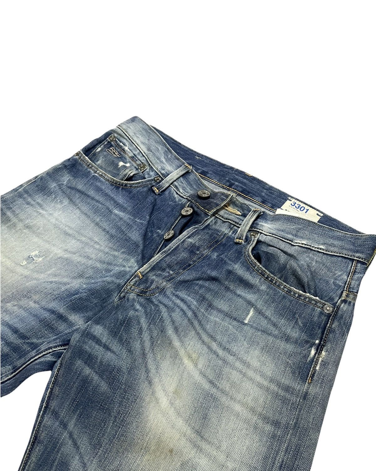G-Star G-Star Raw 3301 Aging Faded Distressed Denim Size US 31 - 4 Thumbnail