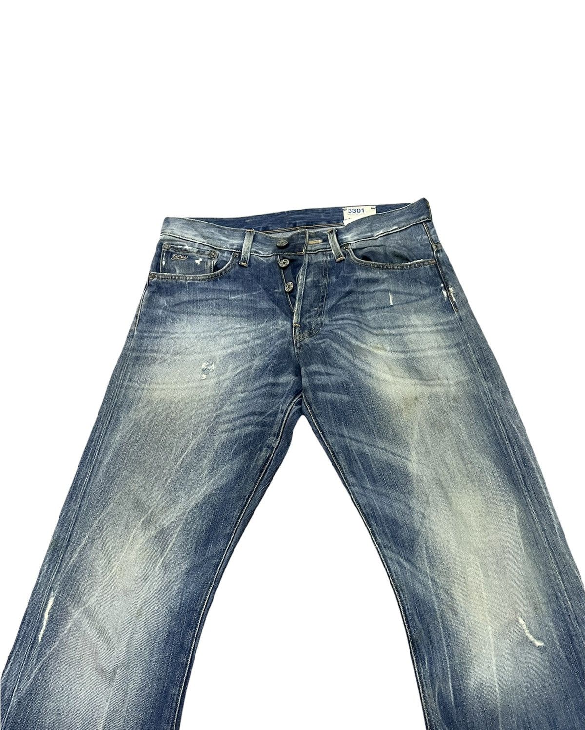 G-Star G-Star Raw 3301 Aging Faded Distressed Denim Size US 31 - 3 Thumbnail
