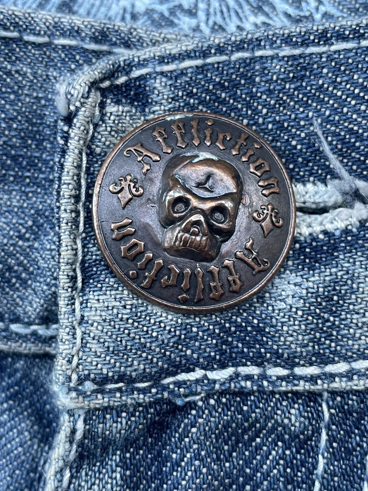 Affliction × Designer Affliction Denim & Killer Custom Distresed Size US 37 - 20 Thumbnail