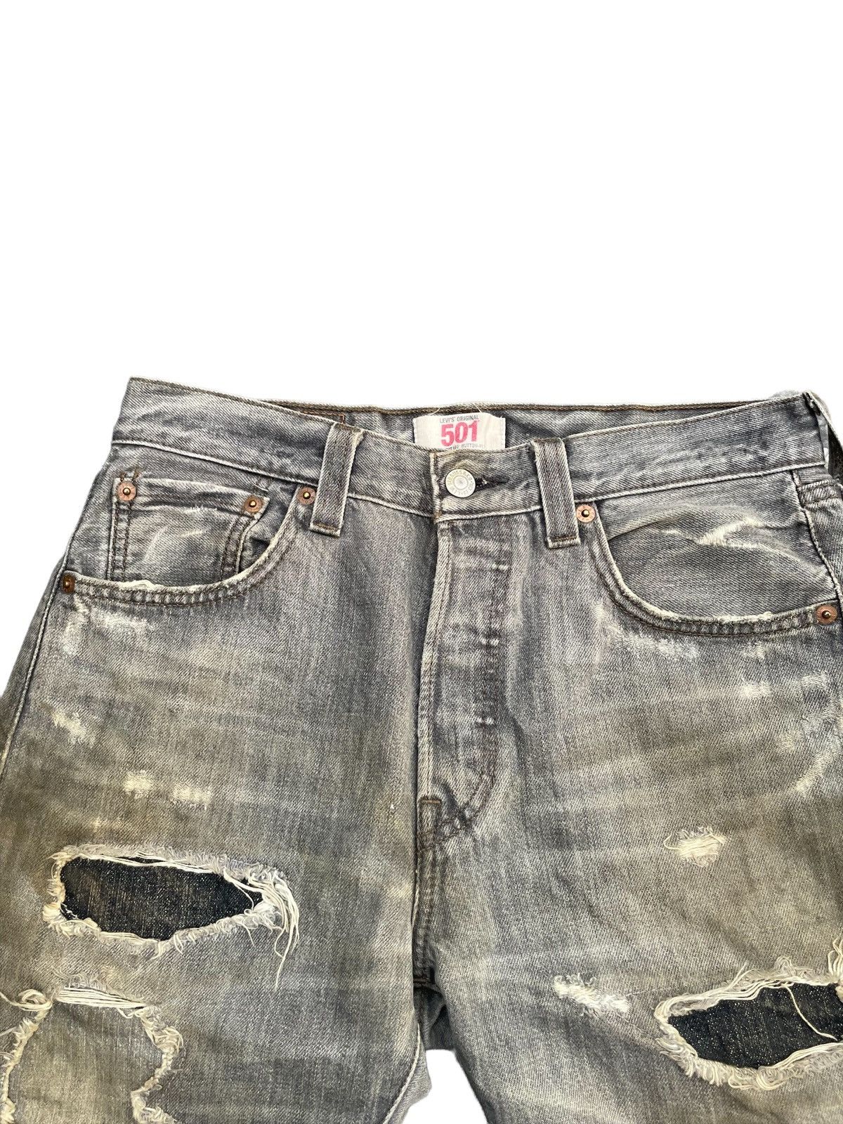 Levi's × Vintage Vintage Levis 501 e Distresed Rework Denim Size US 30 / EU 46 - 8 Thumbnail