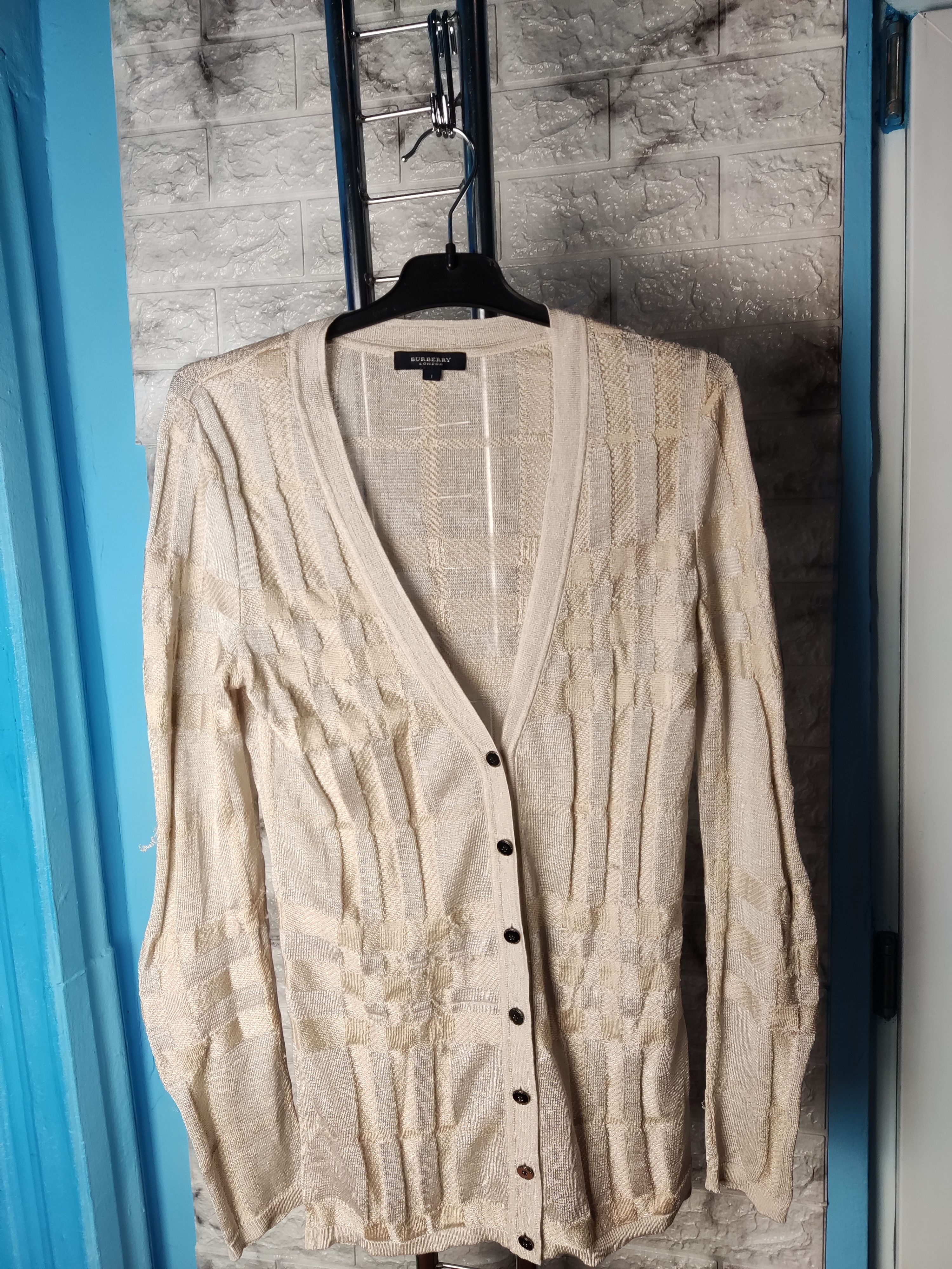 Burberry archive vintage Burberry Japan 90s button knit cardigan top Size S / US 4 / IT 40 - 1 Thumbnail