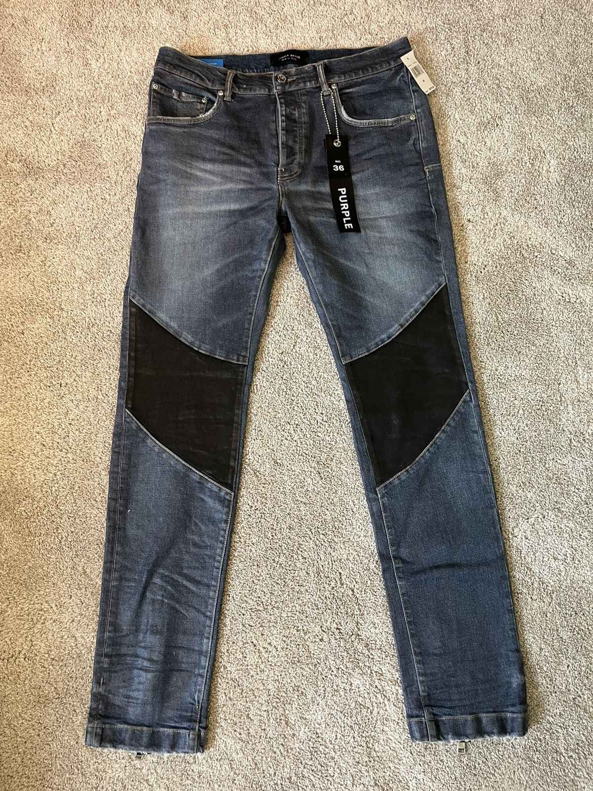 Purple Purple Leather Patch Skinny Jeans Size US 36 / EU 52 - 1 Thumbnail