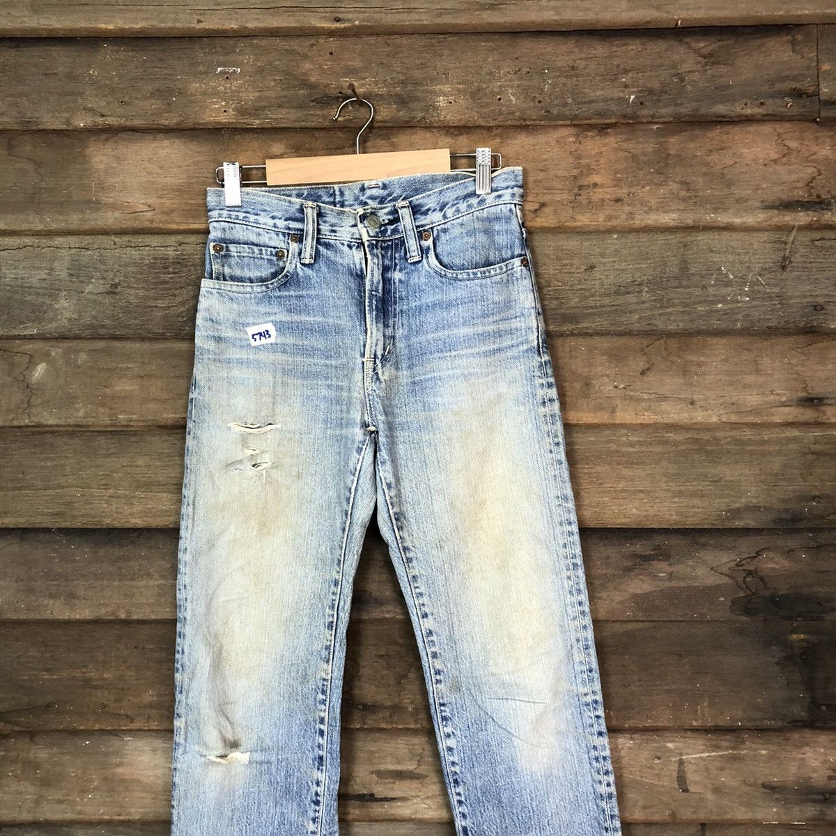 Blue Blue Japan Blue Blue Japan Blue Distressed Denim Pants #5743 Size US 26 / EU 42 - 2 Thumbnail