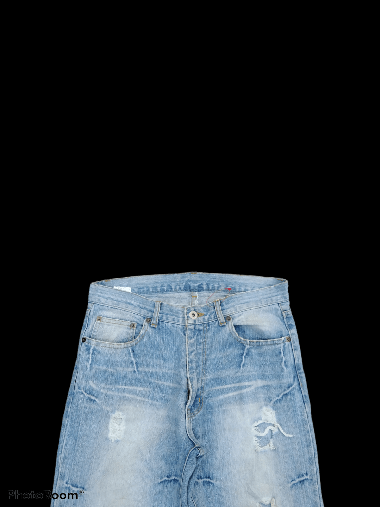 Japanese Brand DiSTRESSED LiGHT BLUE UNBRAND DENIM PANTS Size US 31 - 3 Thumbnail