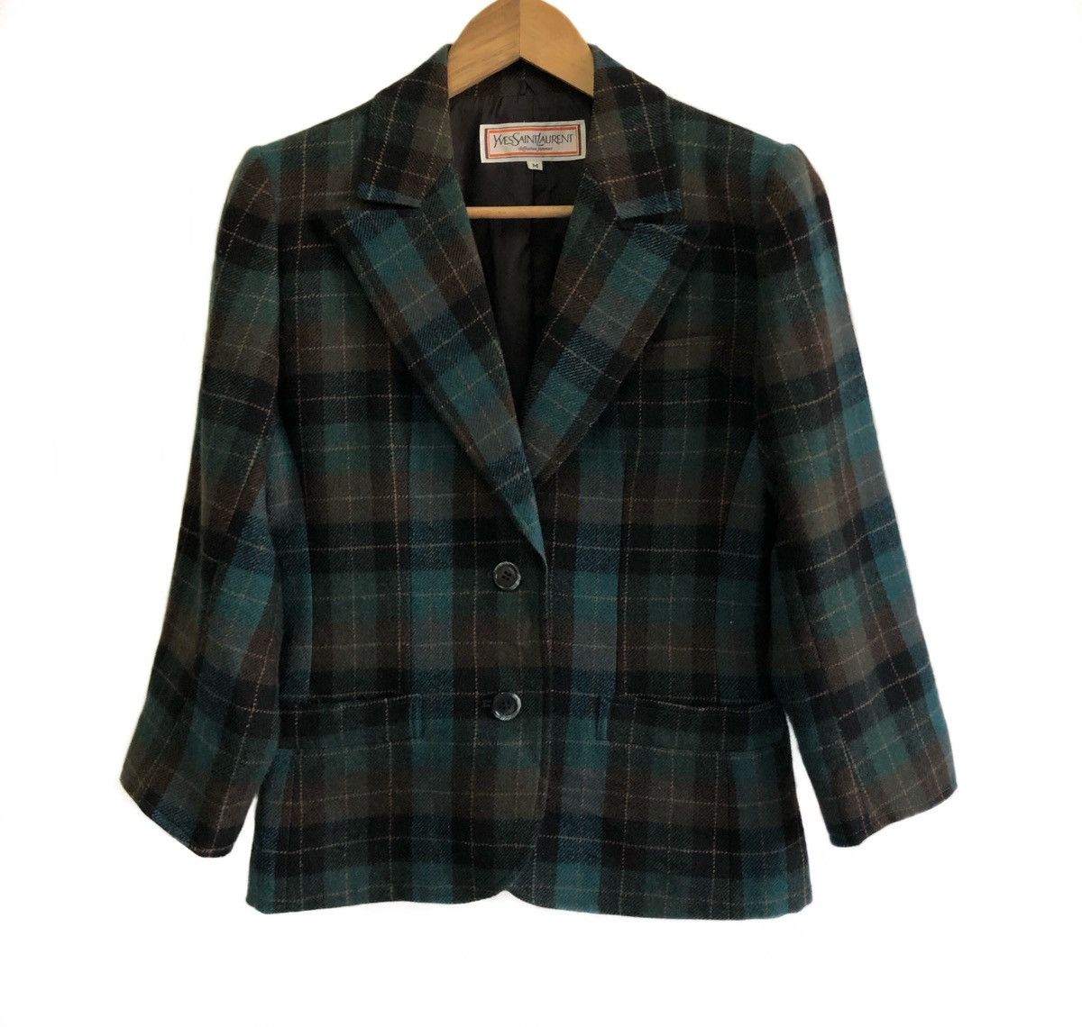 Yves Saint Laurent 🔥Yves Saint Laurent Checkered Blazer Coat Size S / US 4 / IT 40 - 1 Thumbnail