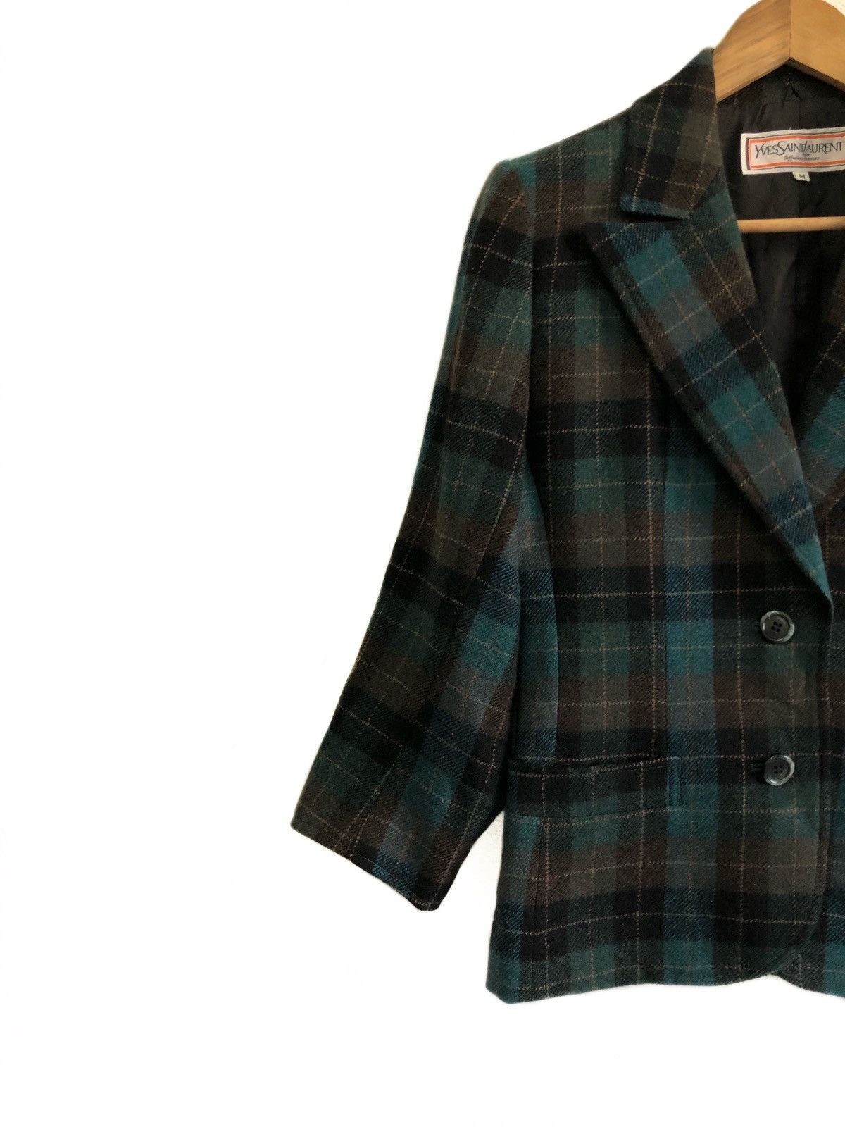 Yves Saint Laurent 🔥Yves Saint Laurent Checkered Blazer Coat Size S / US 4 / IT 40 - 2 Thumbnail