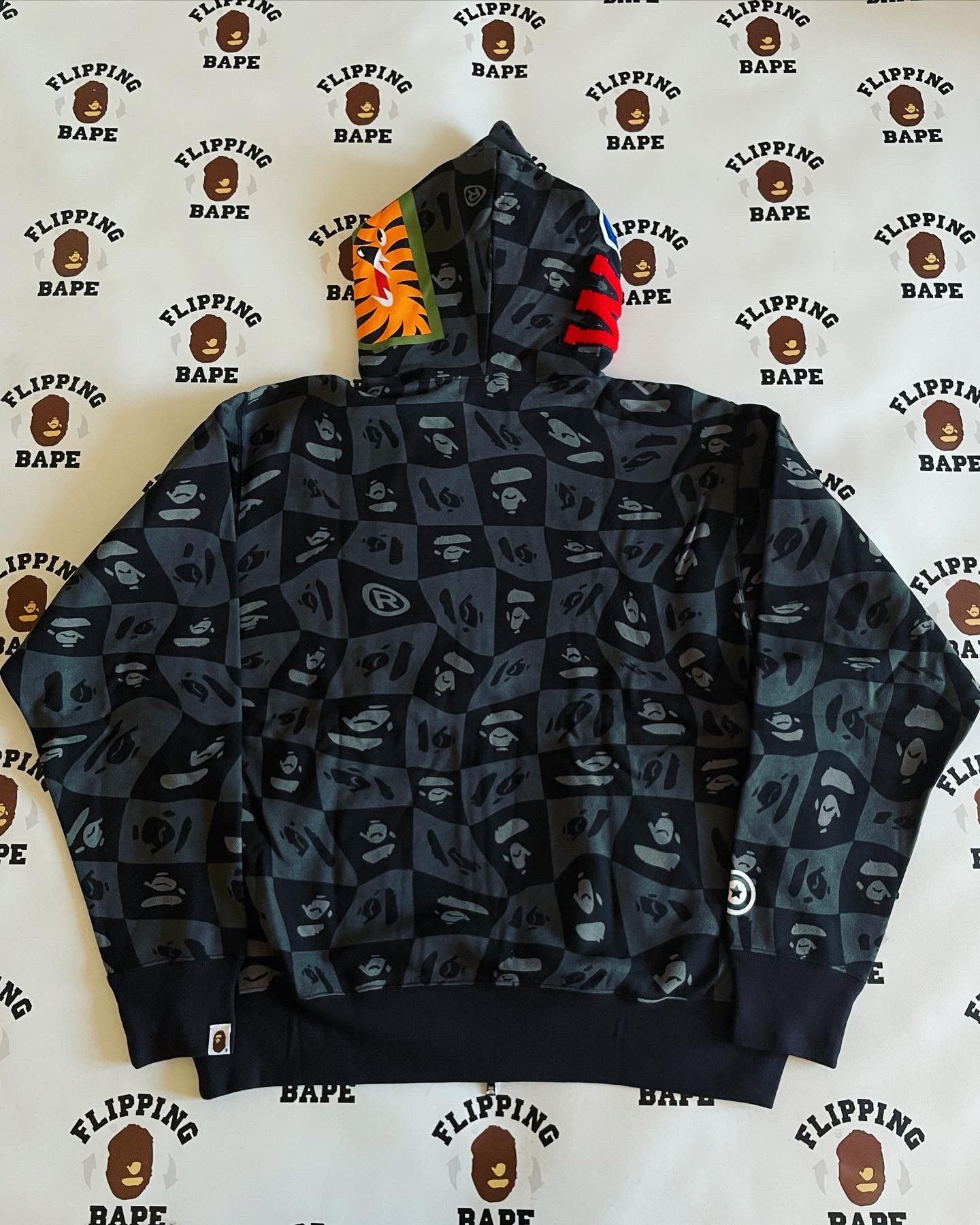 Bape BAPE DISTORTION SHARK RELAXED FIT FULL ZIP HOODIE | Grailed