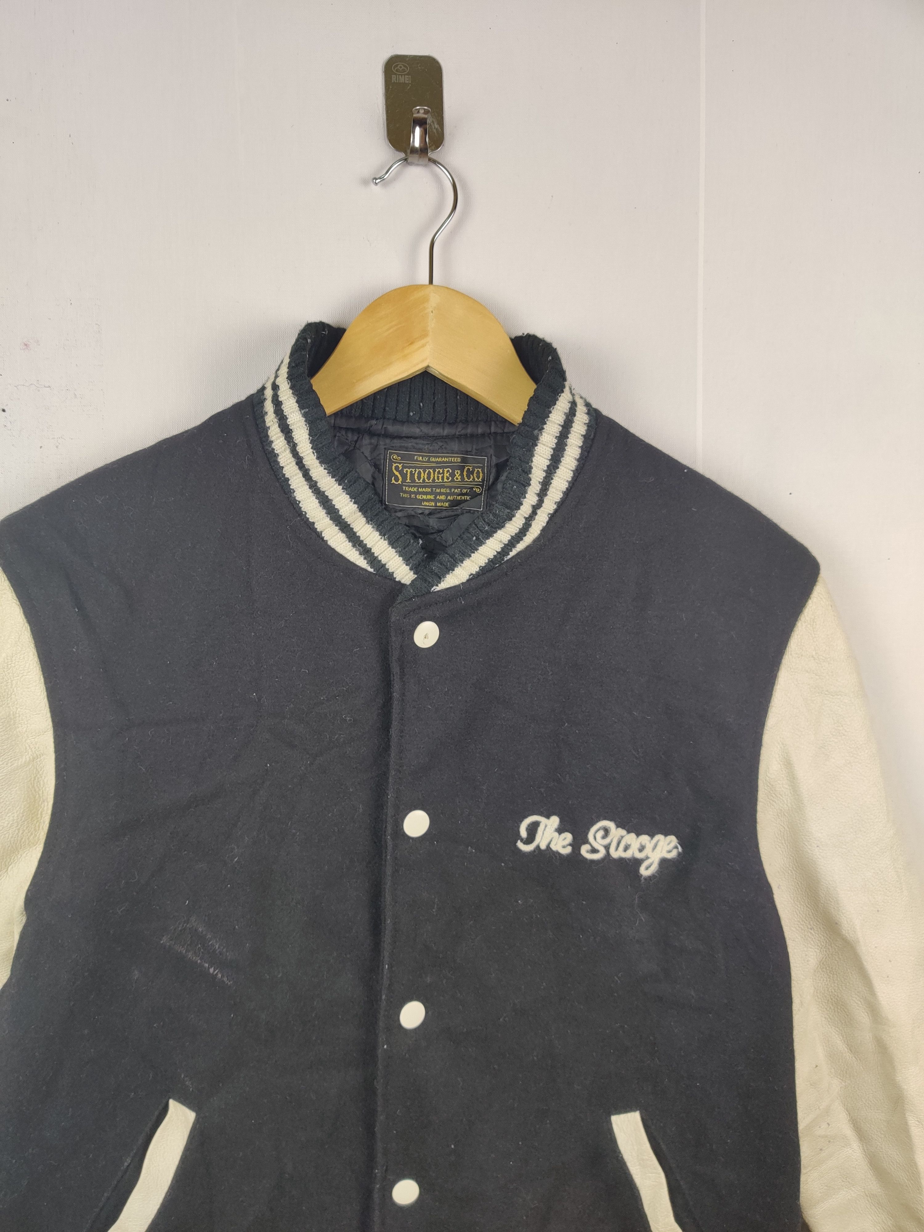 Japanese Brand Vintage Stooge & Co Embroidery Varsity Leather Jacket Size US L / EU 52-54 / 3 - 4 Thumbnail