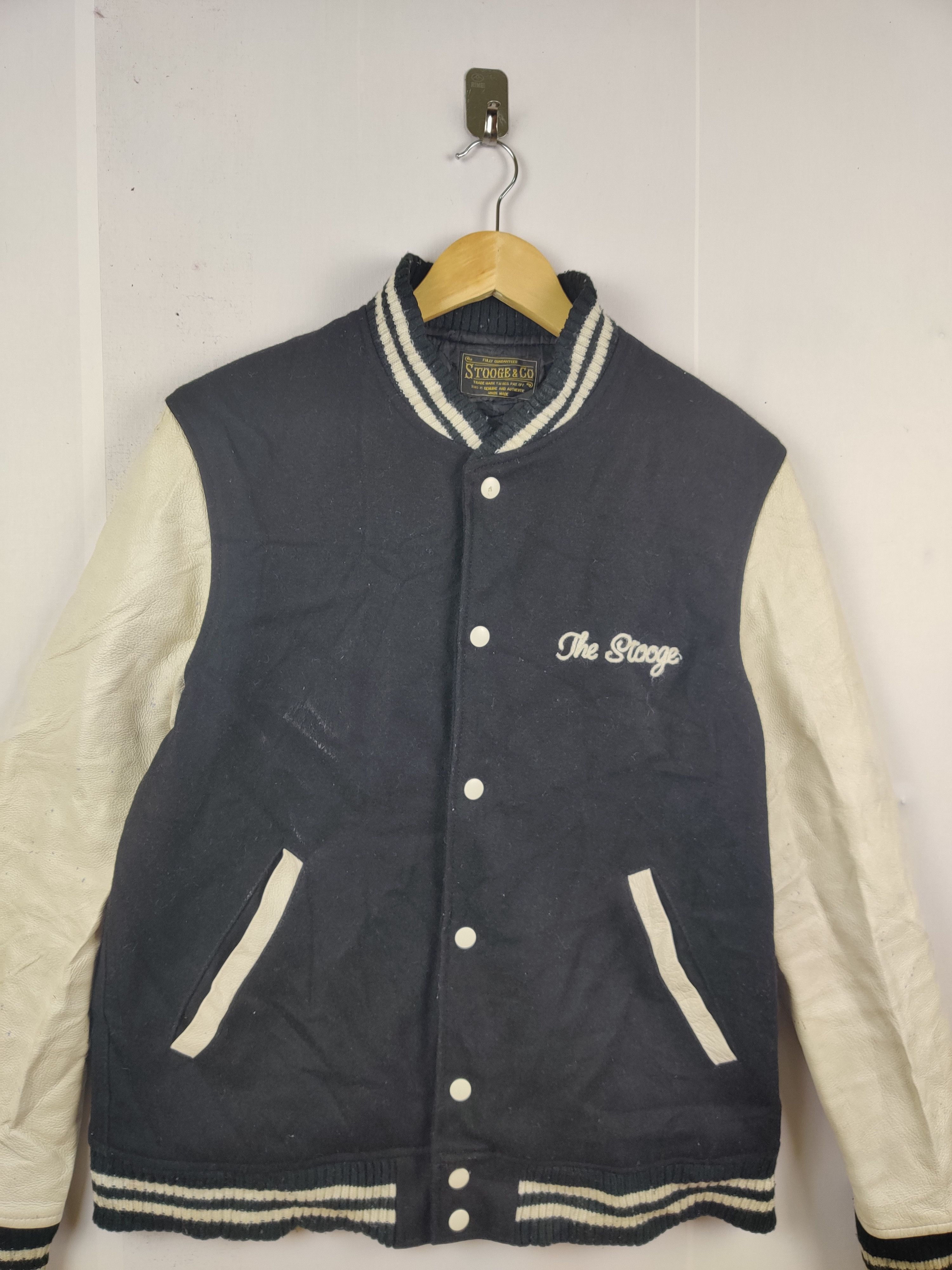 Japanese Brand Vintage Stooge & Co Embroidery Varsity Leather Jacket Size US L / EU 52-54 / 3 - 3 Thumbnail