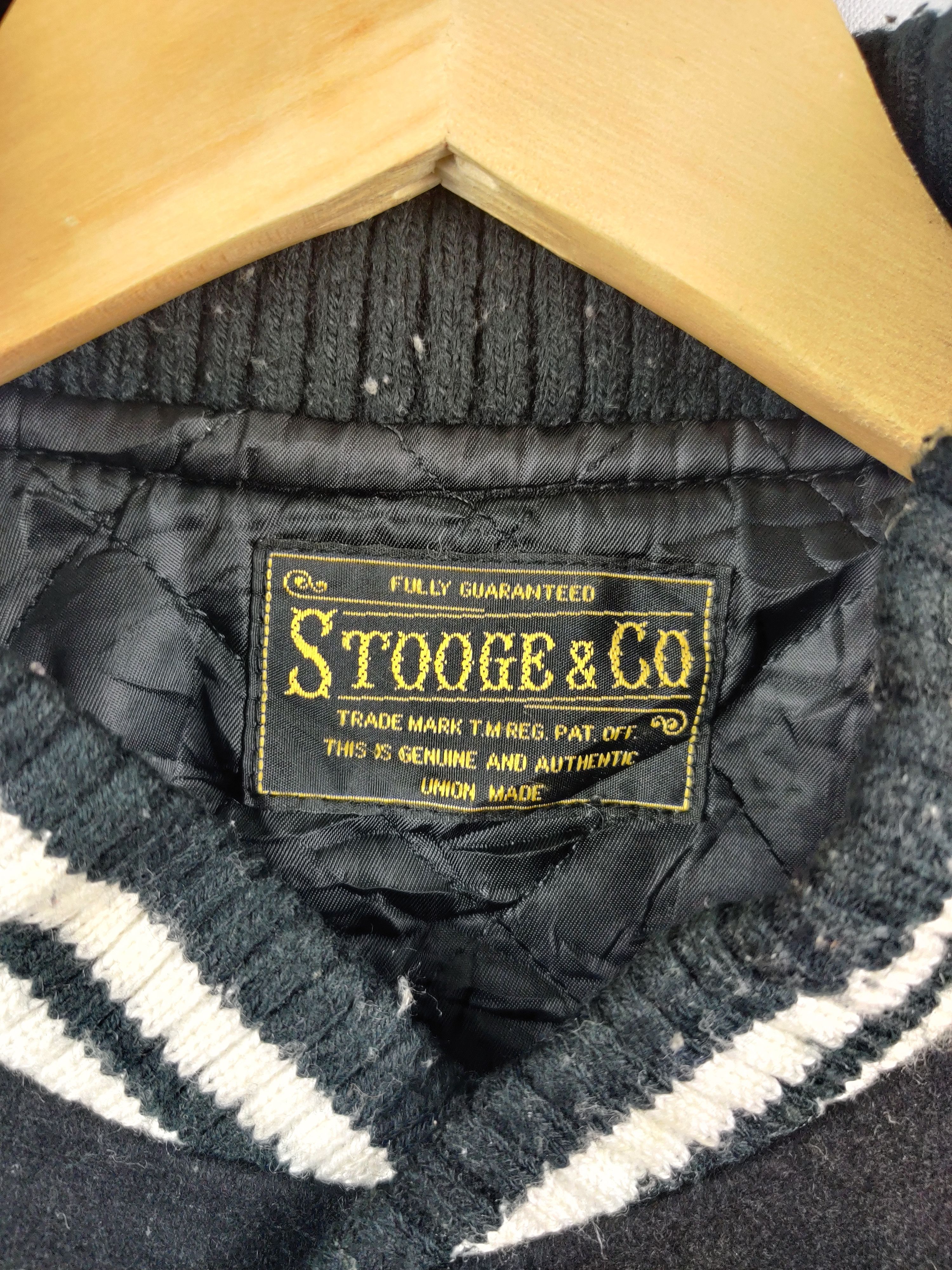 Japanese Brand Vintage Stooge & Co Embroidery Varsity Leather Jacket Size US L / EU 52-54 / 3 - 6 Thumbnail