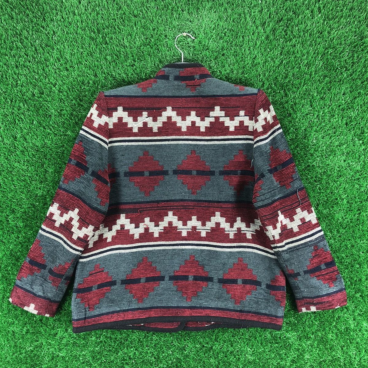 Japanese Brand × Vintage Vintage 90's Navajo Striped Jacket Round Collar by Gamza Size M / US 6-8 / IT 42-44 - 4 Thumbnail
