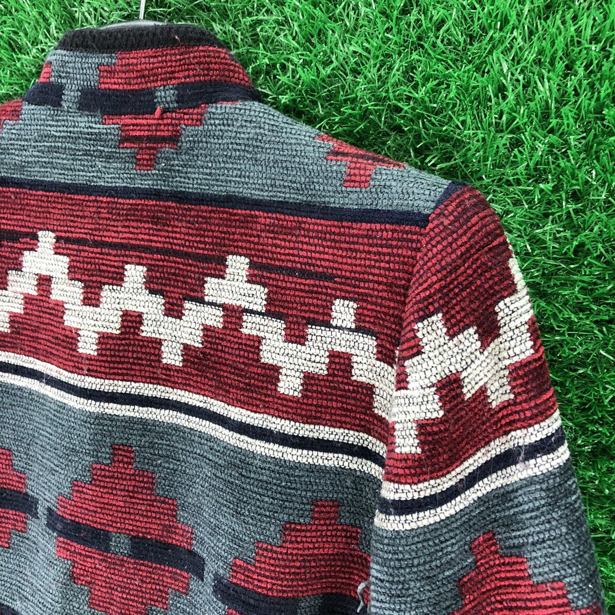 Japanese Brand × Vintage Vintage 90's Navajo Striped Jacket Round Collar by Gamza Size M / US 6-8 / IT 42-44 - 5 Thumbnail