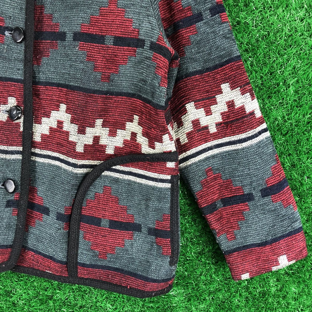 Japanese Brand × Vintage Vintage 90's Navajo Striped Jacket Round Collar by Gamza Size M / US 6-8 / IT 42-44 - 3 Thumbnail