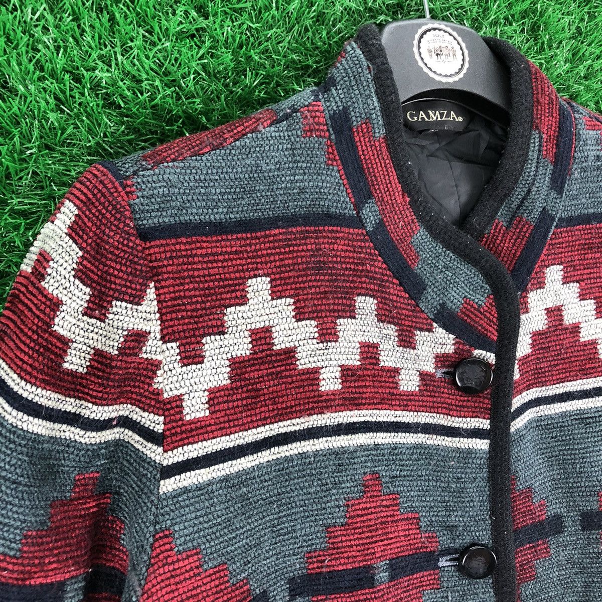 Japanese Brand × Vintage Vintage 90's Navajo Striped Jacket Round Collar by Gamza Size M / US 6-8 / IT 42-44 - 2 Thumbnail