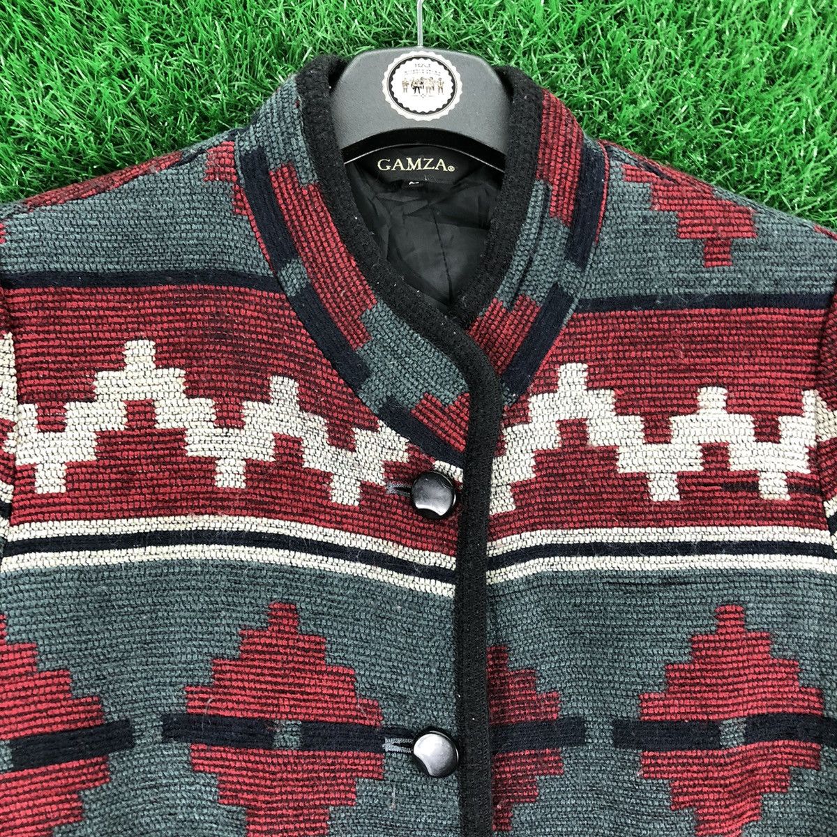 Japanese Brand × Vintage Vintage 90's Navajo Striped Jacket Round Collar by Gamza Size M / US 6-8 / IT 42-44 - 7 Thumbnail