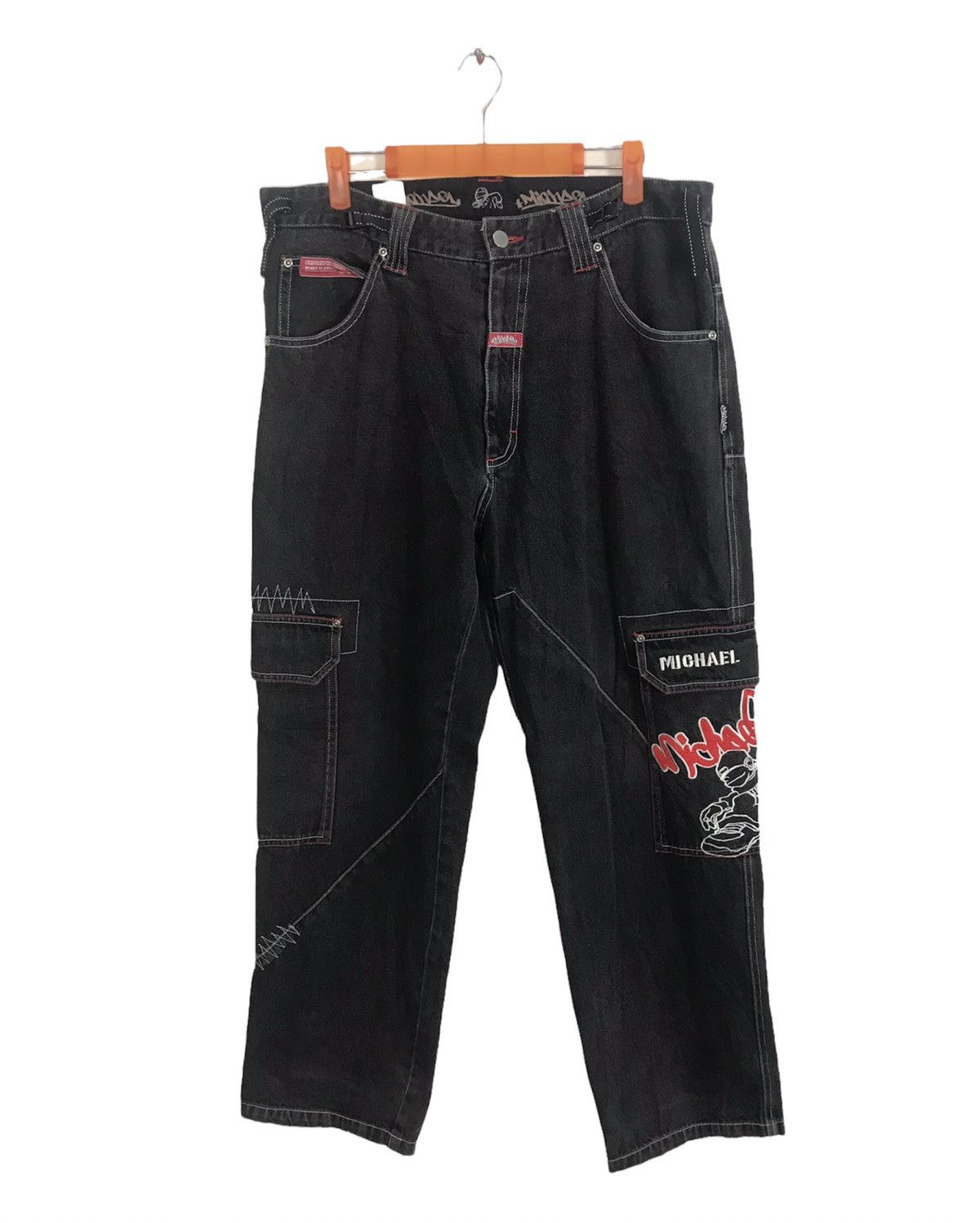 image of Vintage Michael Dack Dive Double Knee Multi Pocket Tactical Utility in Black, Men's (Size 34)