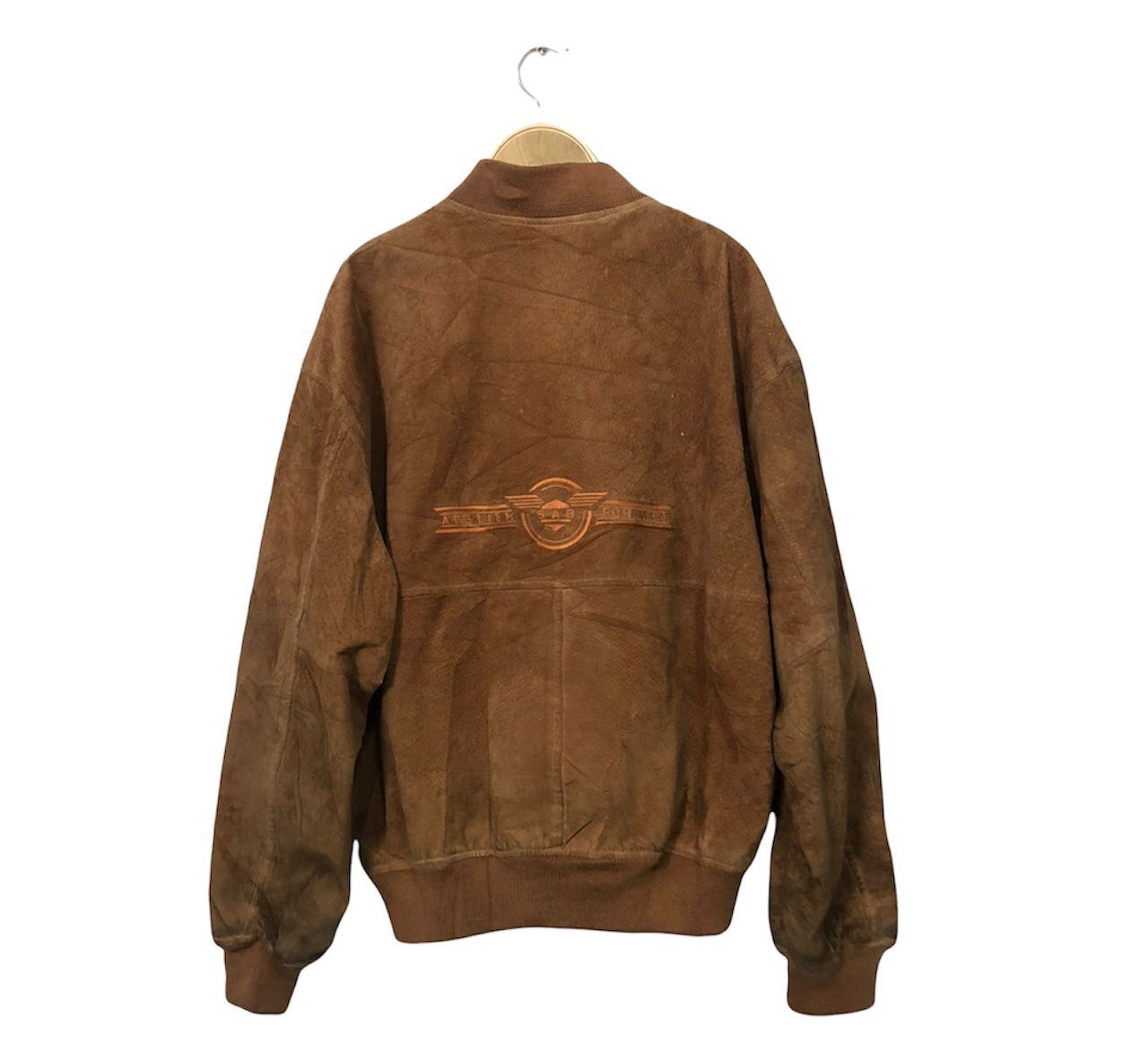 Japanese Brand × Vintage Vtg Atelier Sab Embroidery Big Logo Zipper Up Leather Jacket Size US L / EU 52-54 / 3 - 6 Thumbnail