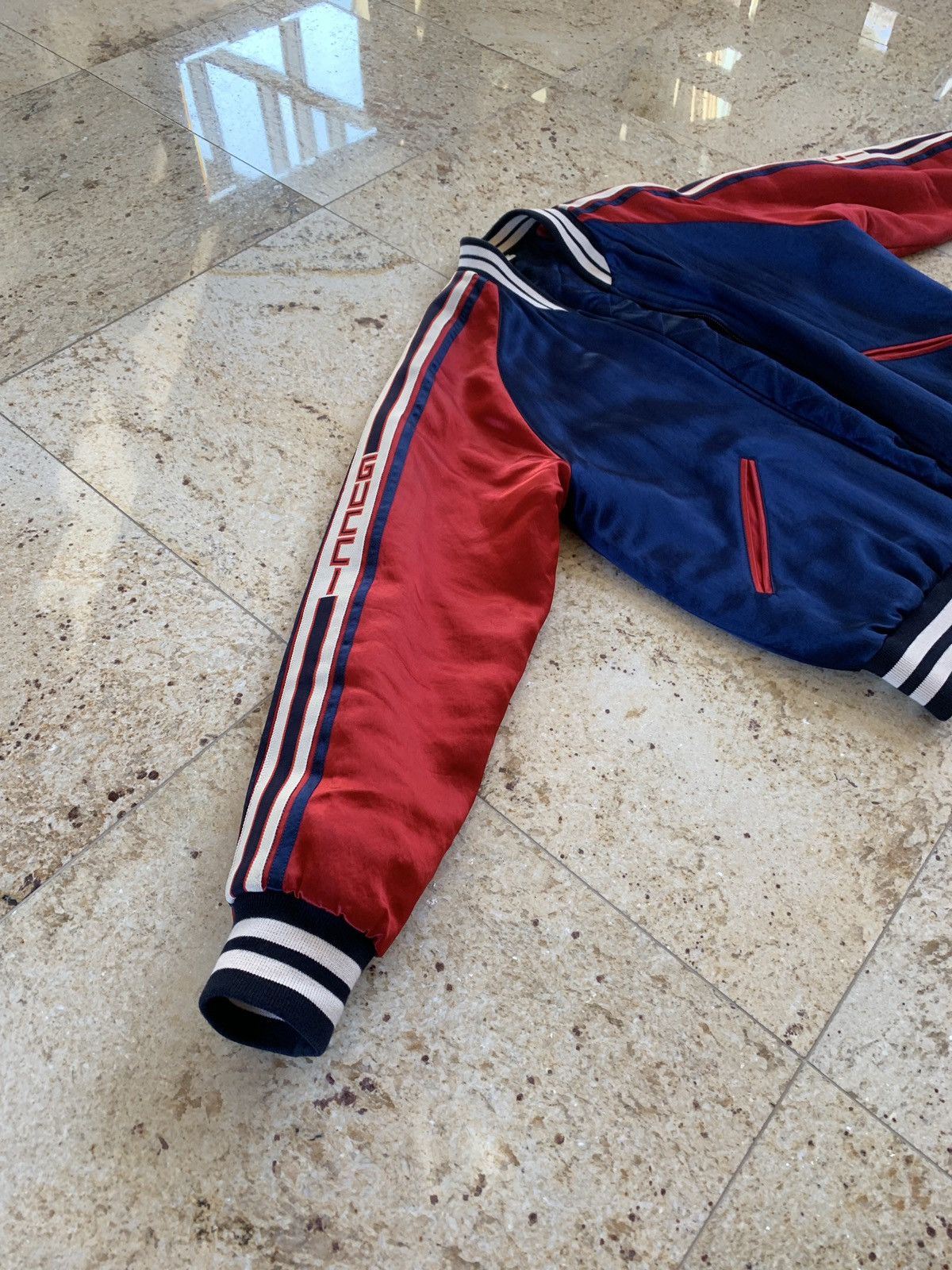 Gucci Logo Trim Acetate Bomber Jacket Size US M / EU 48-50 / 2 - 6 Thumbnail