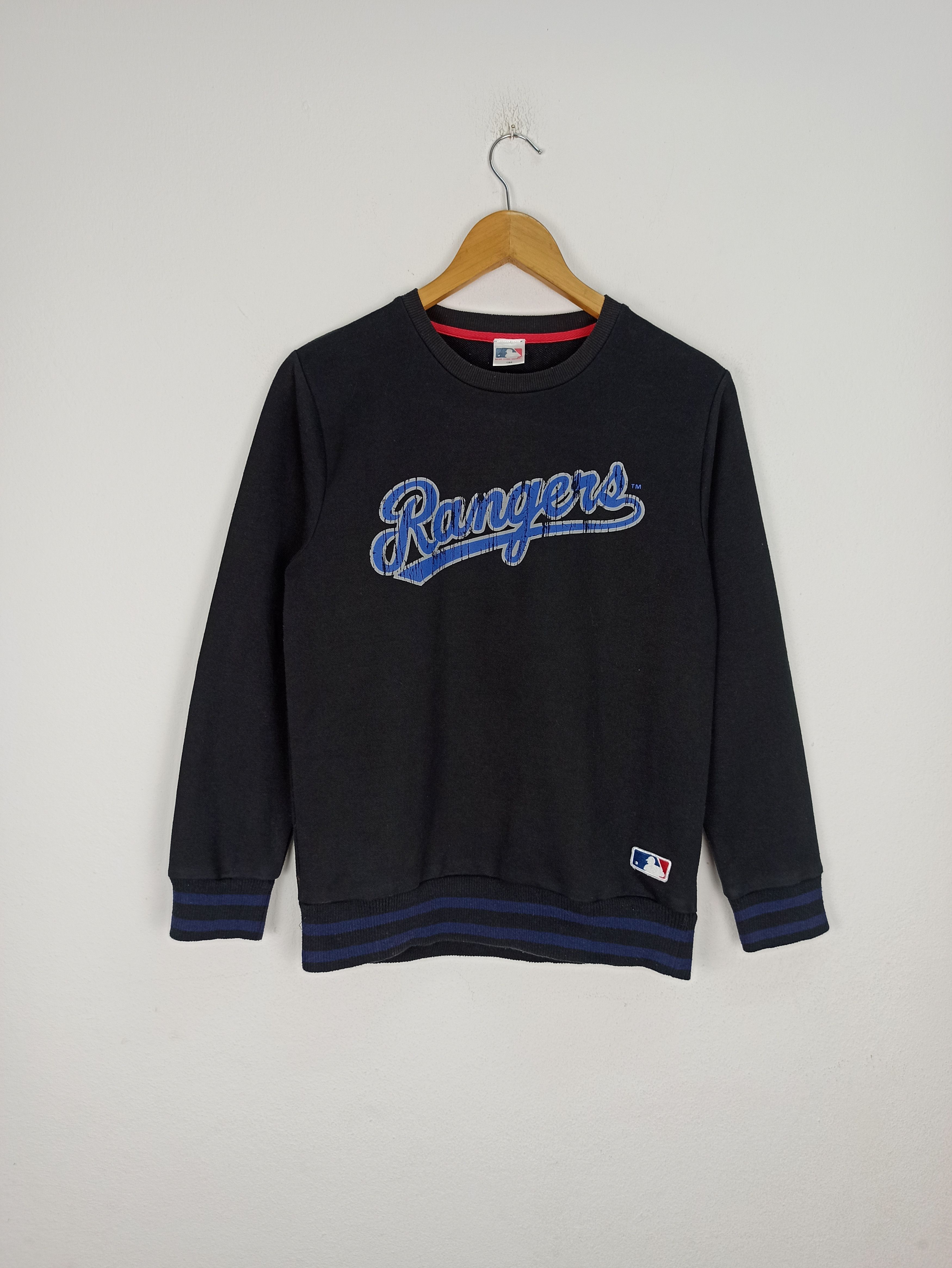 image of Mlb Texas Rangers Team Crewneck Sweatshirt in Black, Men's (Size Small)