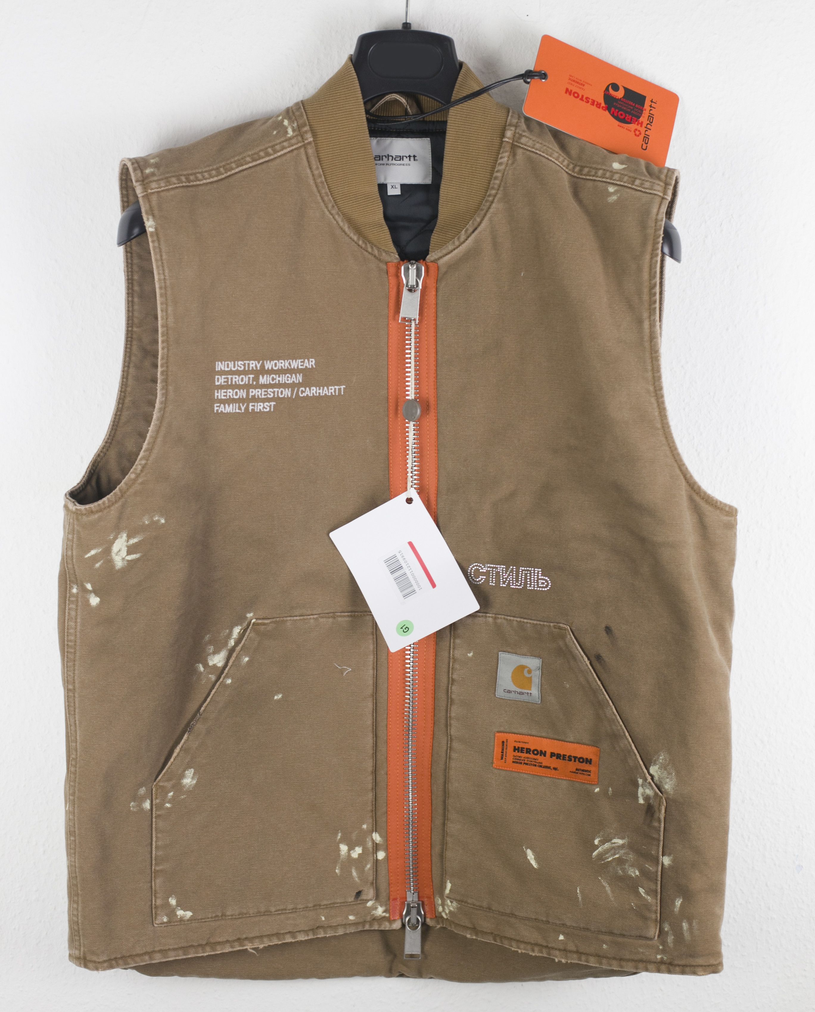 NWT HP X CARHARTT VEST KAKI CRYSTAL HERON PRESTON XL